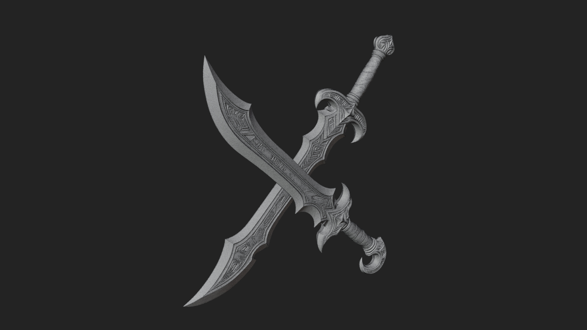 Curved Elven Sabre Model Design 12 3D Print Model 3D Model
