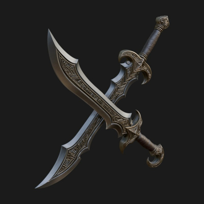 Curved Elven Sabre Model Design 12 3D Print Model