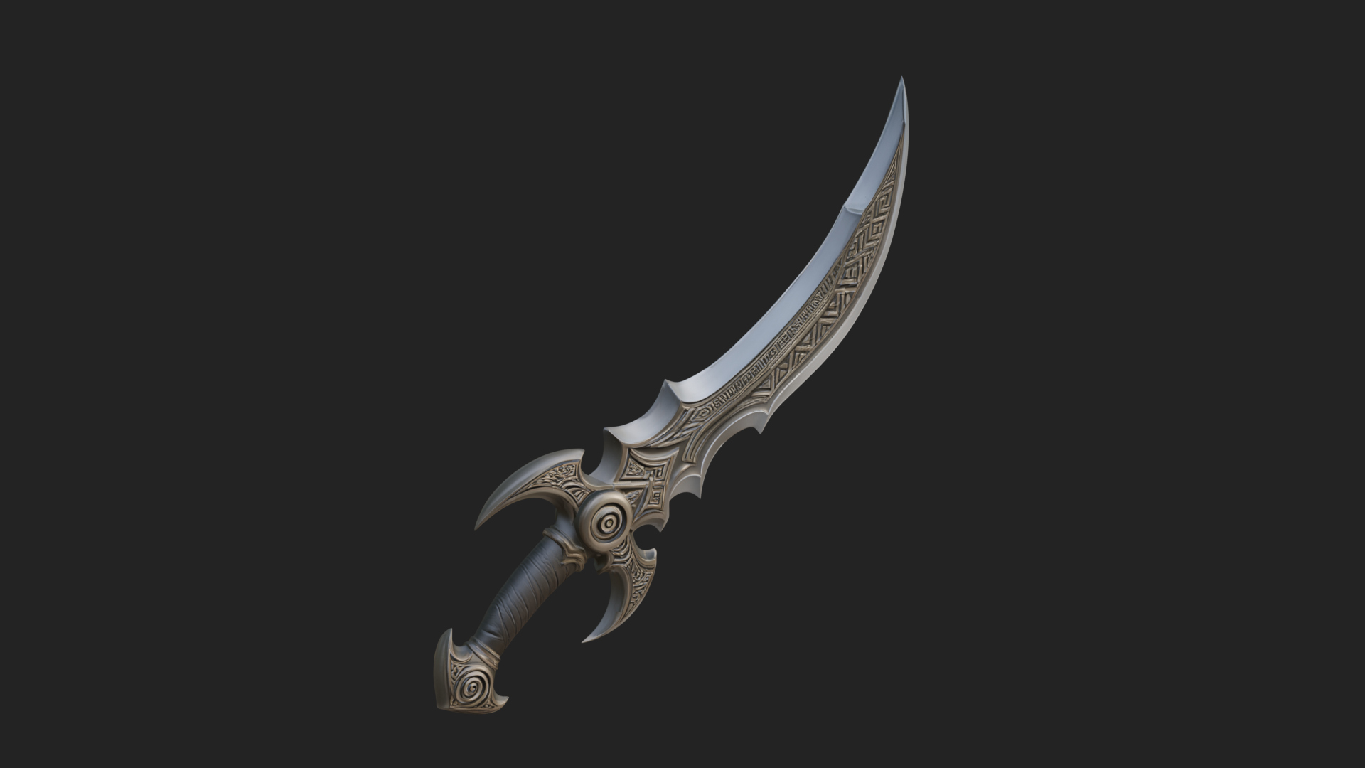 Curved Elven Sabre Model Design 14 3D Print Model 3D Model