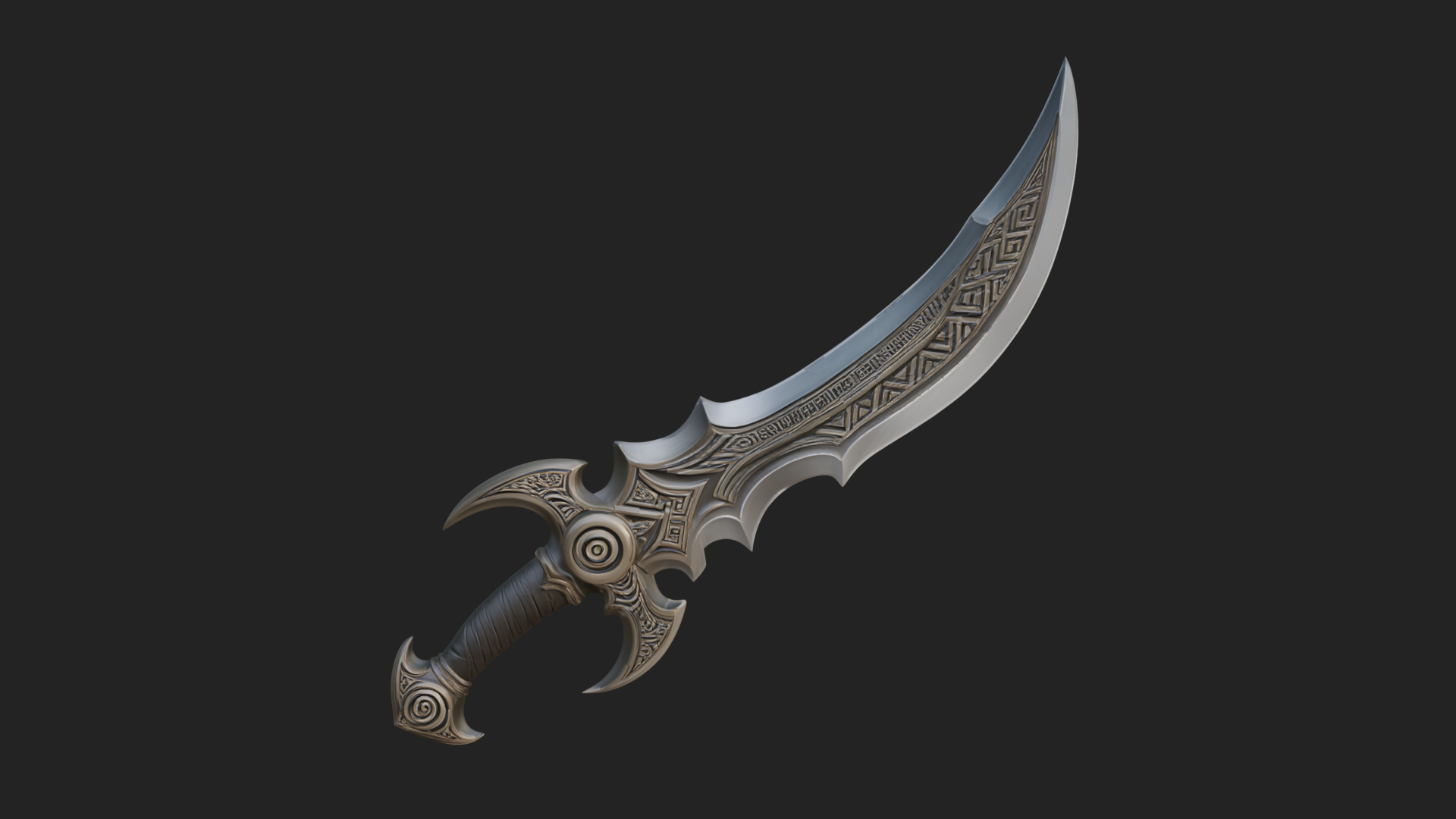 Curved Elven Sabre Model Design 14 3D Print Model 3D Model