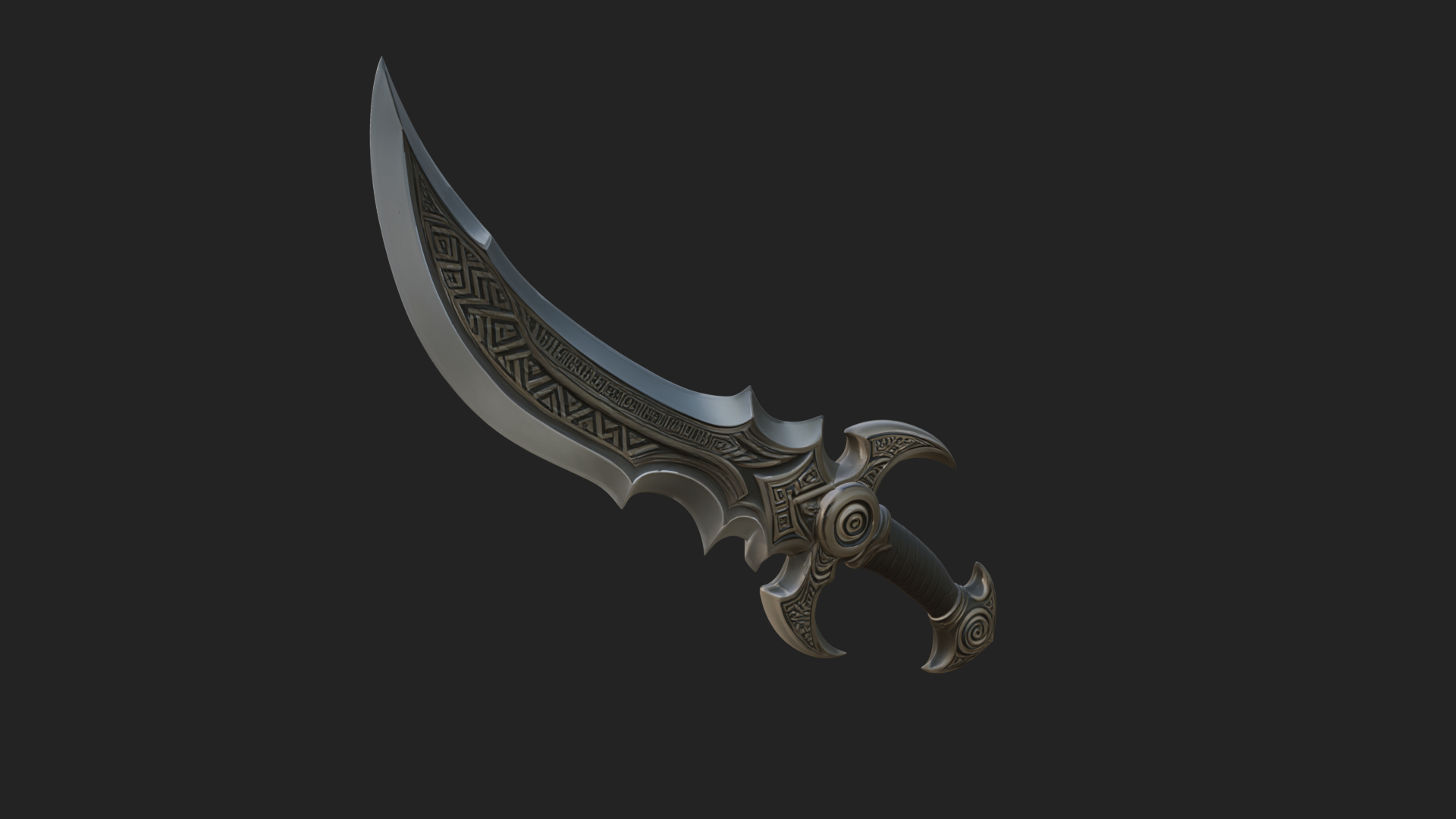 Curved Elven Sabre Model Design 14 3D Print Model 3D Model