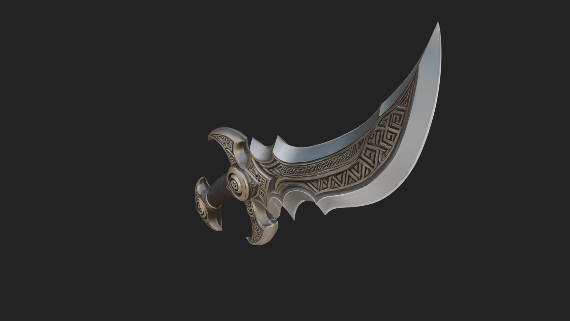 Curved Elven Sabre Model Design 14 3D Print Model 3D Model