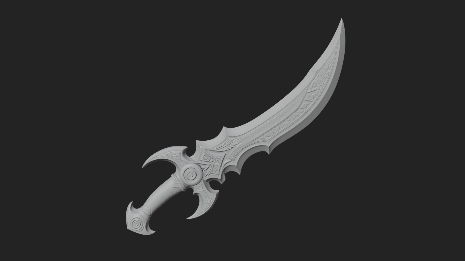 Curved Elven Sabre Model Design 14 3D Print Model 3D Model