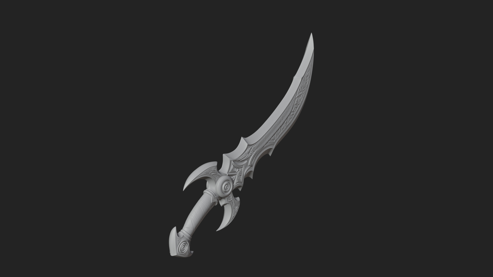 Curved Elven Sabre Model Design 14 3D Print Model 3D Model