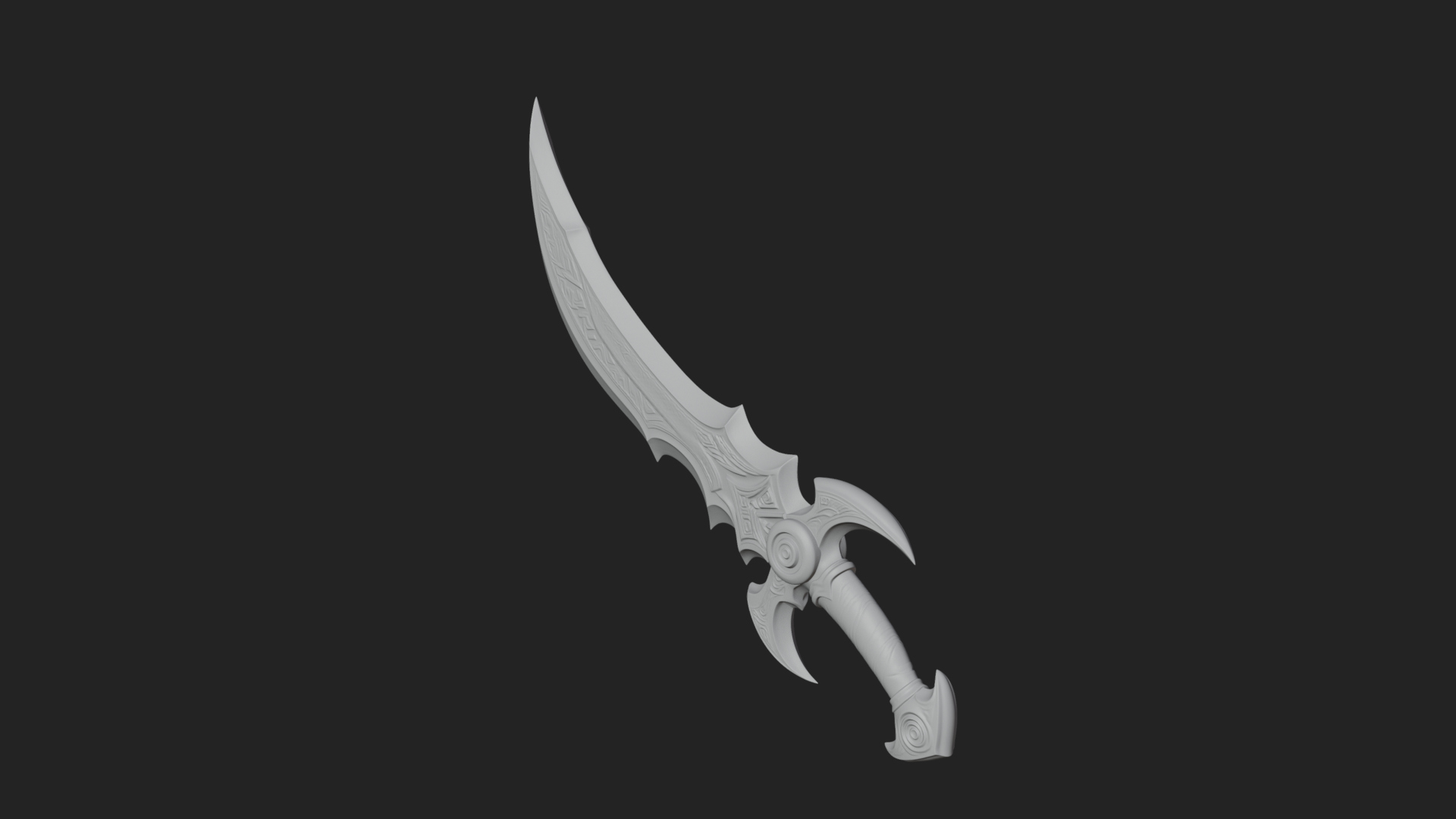 Curved Elven Sabre Model Design 14 3D Print Model 3D Model