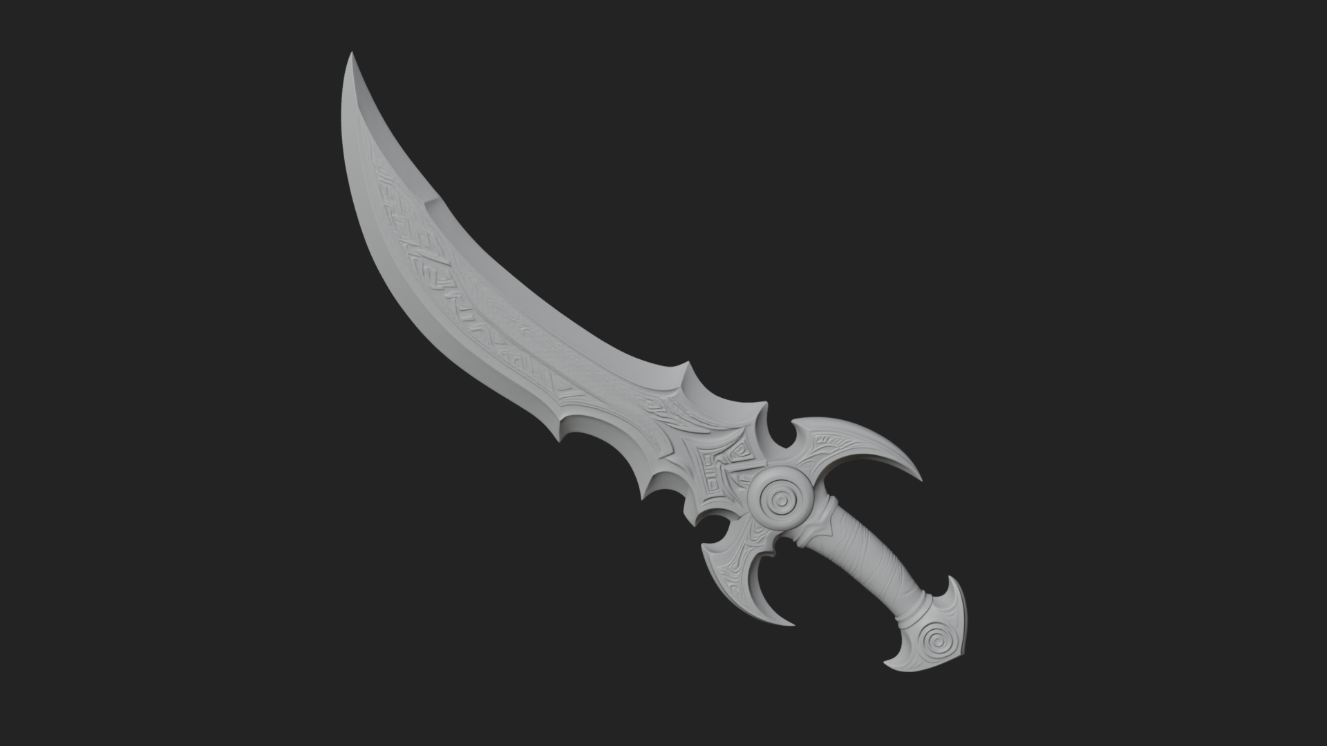 Curved Elven Sabre Model Design 14 3D Print Model 3D Model