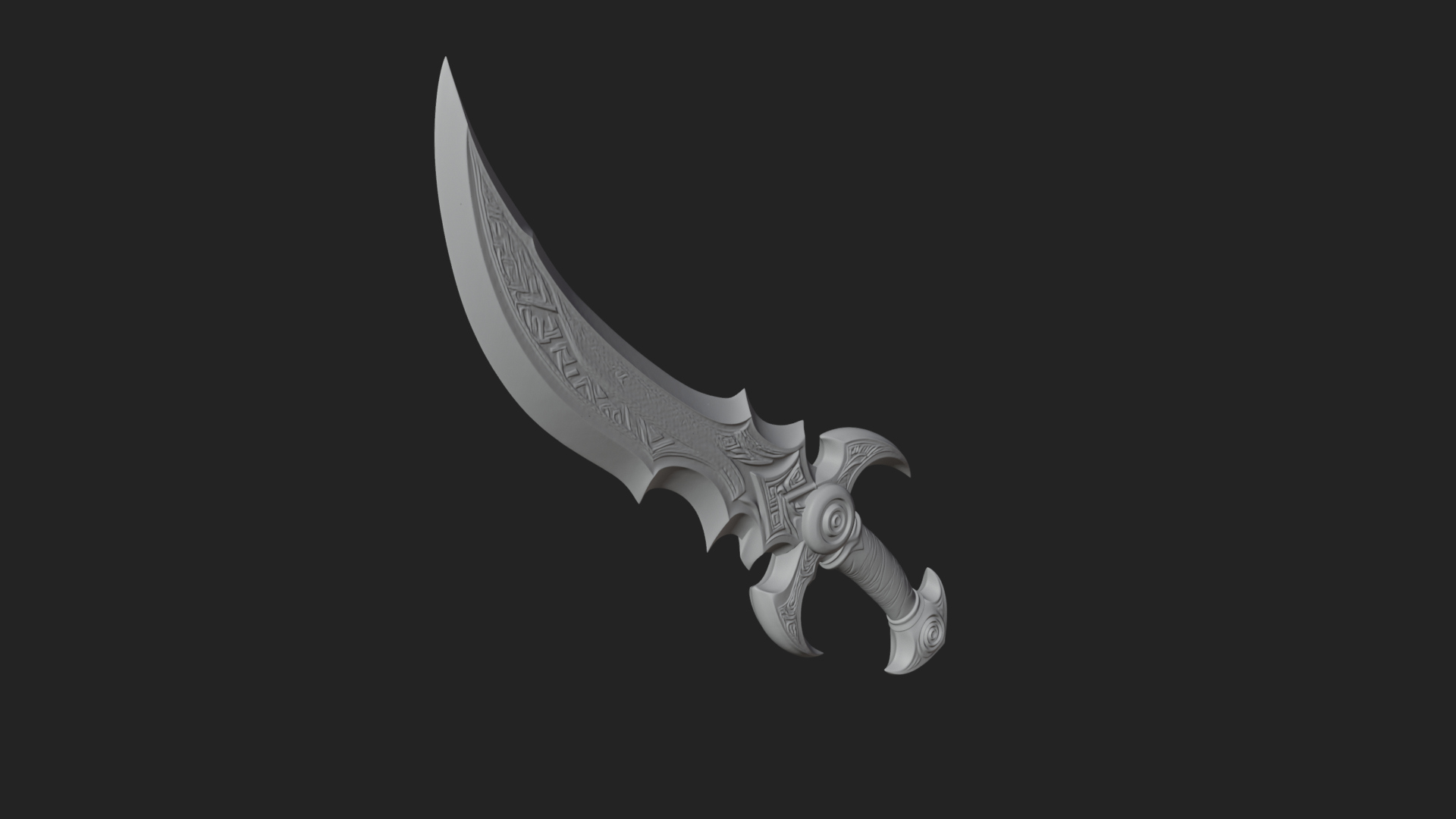 Curved Elven Sabre Model Design 14 3D Print Model 3D Model