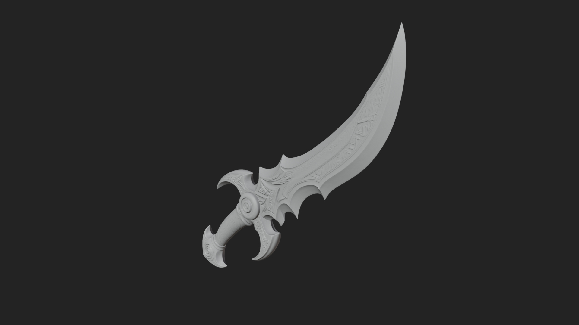 Curved Elven Sabre Model Design 14 3D Print Model 3D Model