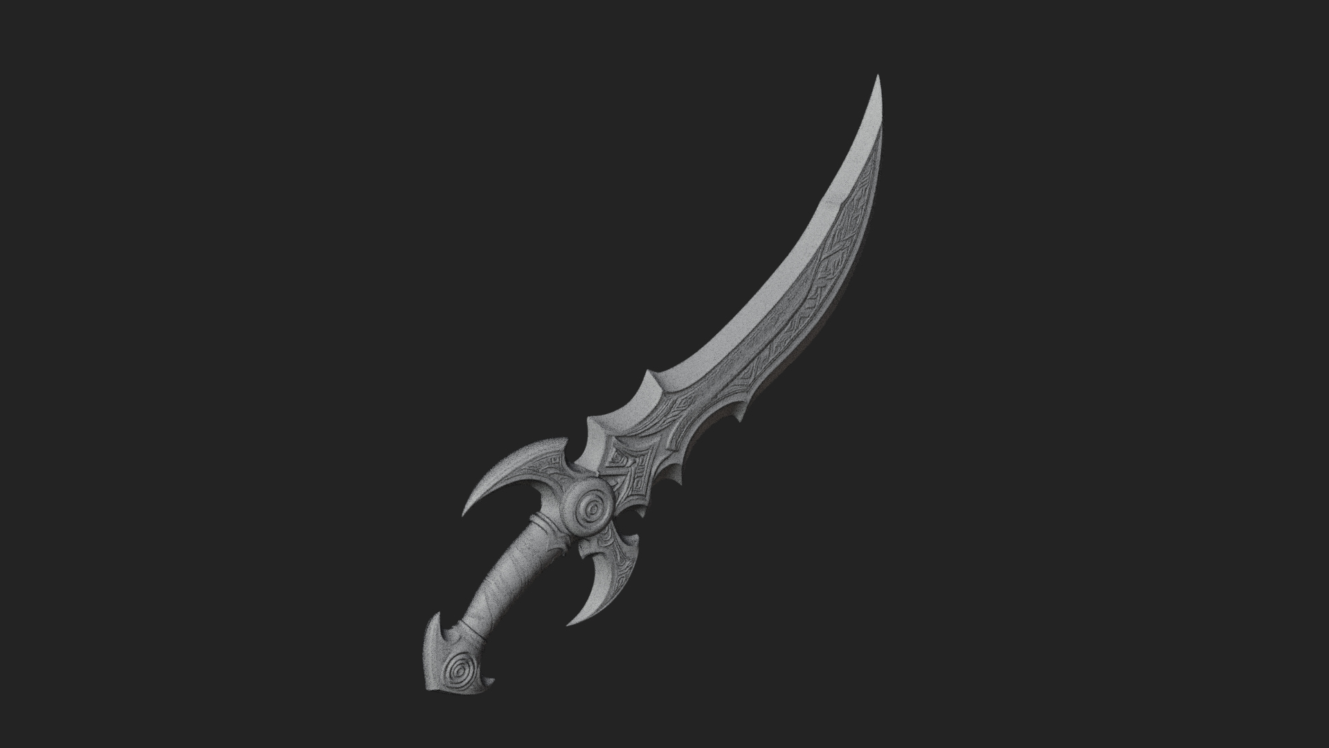 Curved Elven Sabre Model Design 14 3D Print Model 3D Model