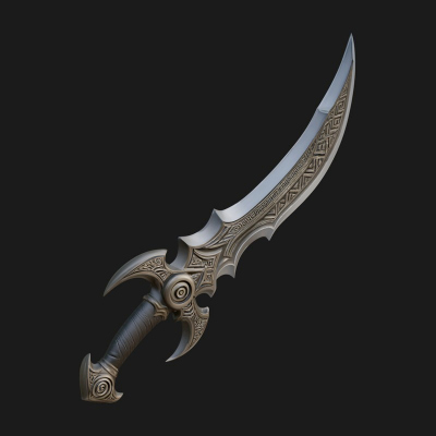 Curved Elven Sabre Model Design 14 3D Print Model