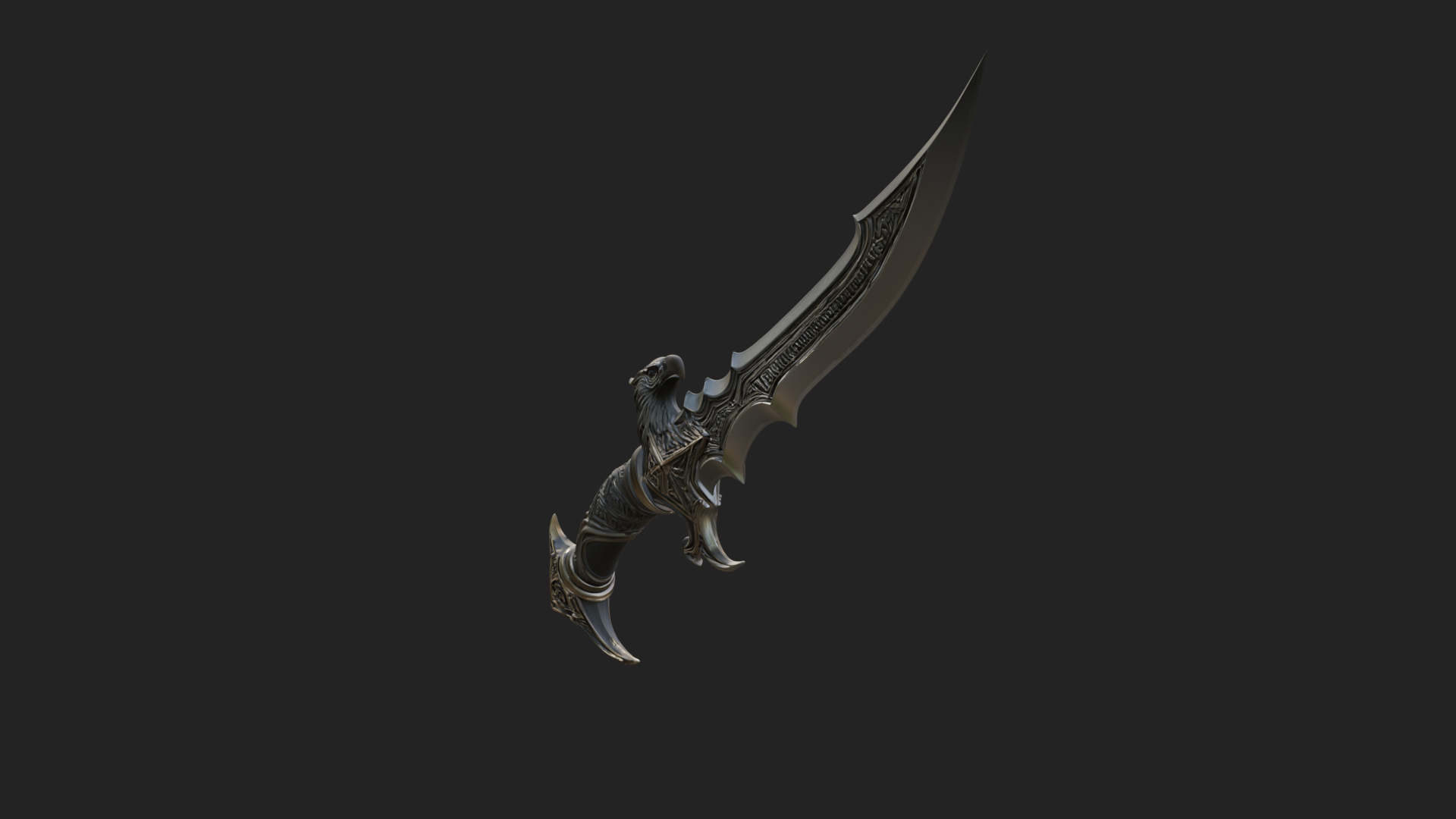 Curved Elven Sabre Model Design 17 3D Print Model 3D Model