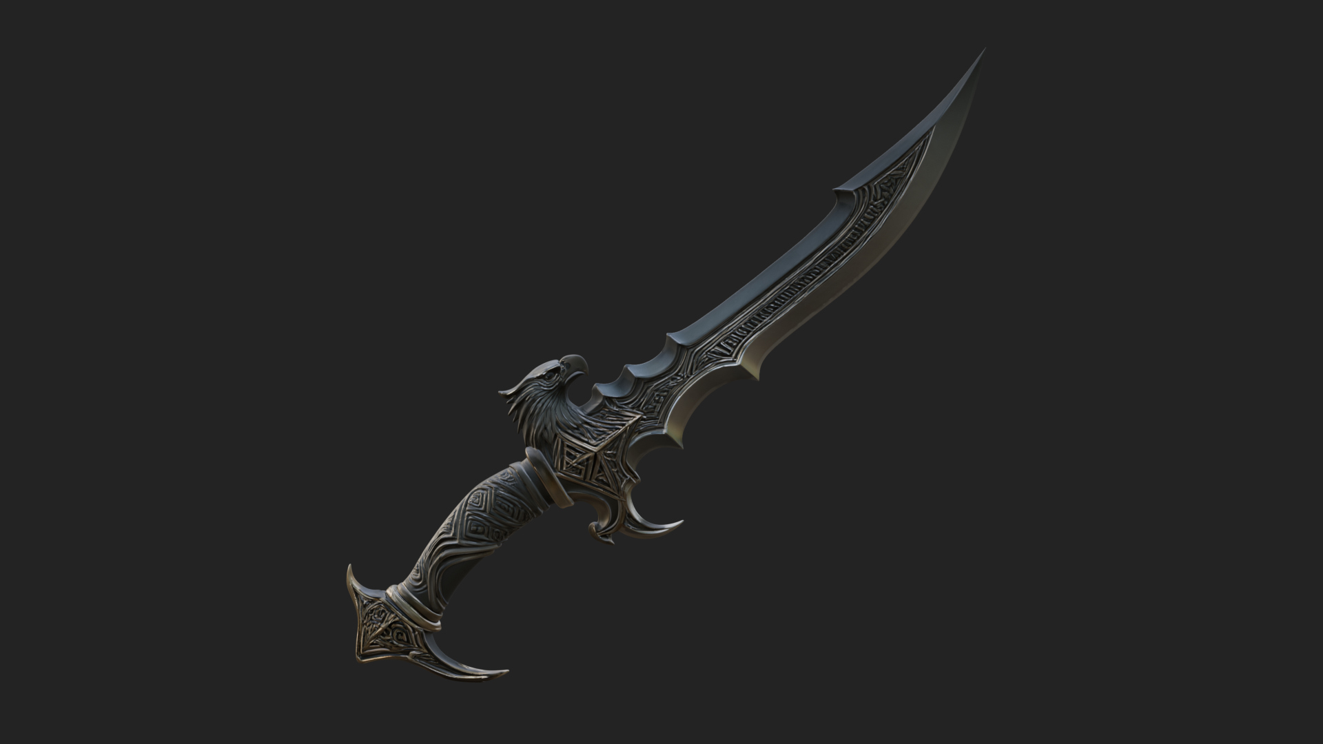 Curved Elven Sabre Model Design 17 3D Print Model 3D Model