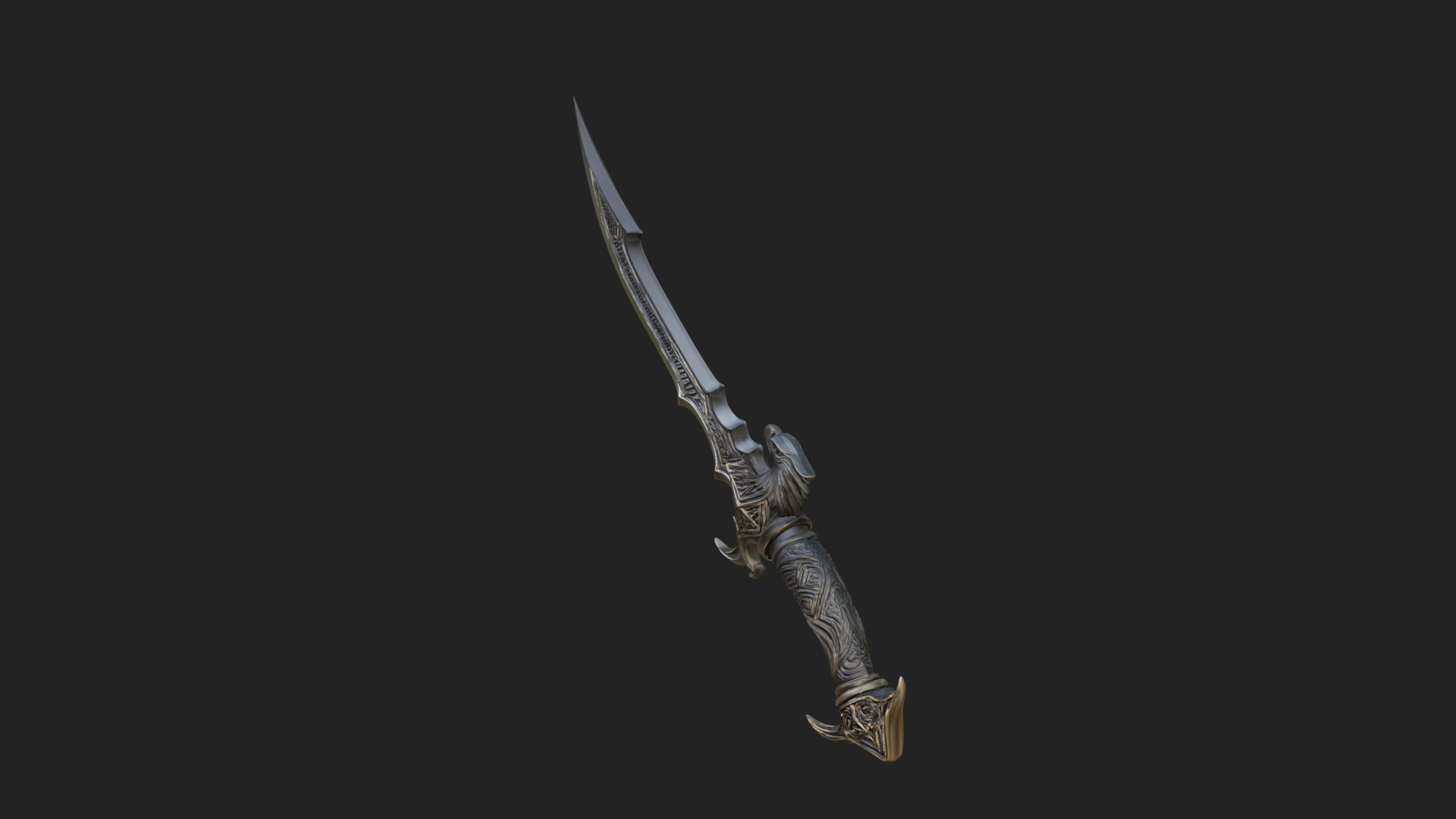Curved Elven Sabre Model Design 17 3D Print Model 3D Model