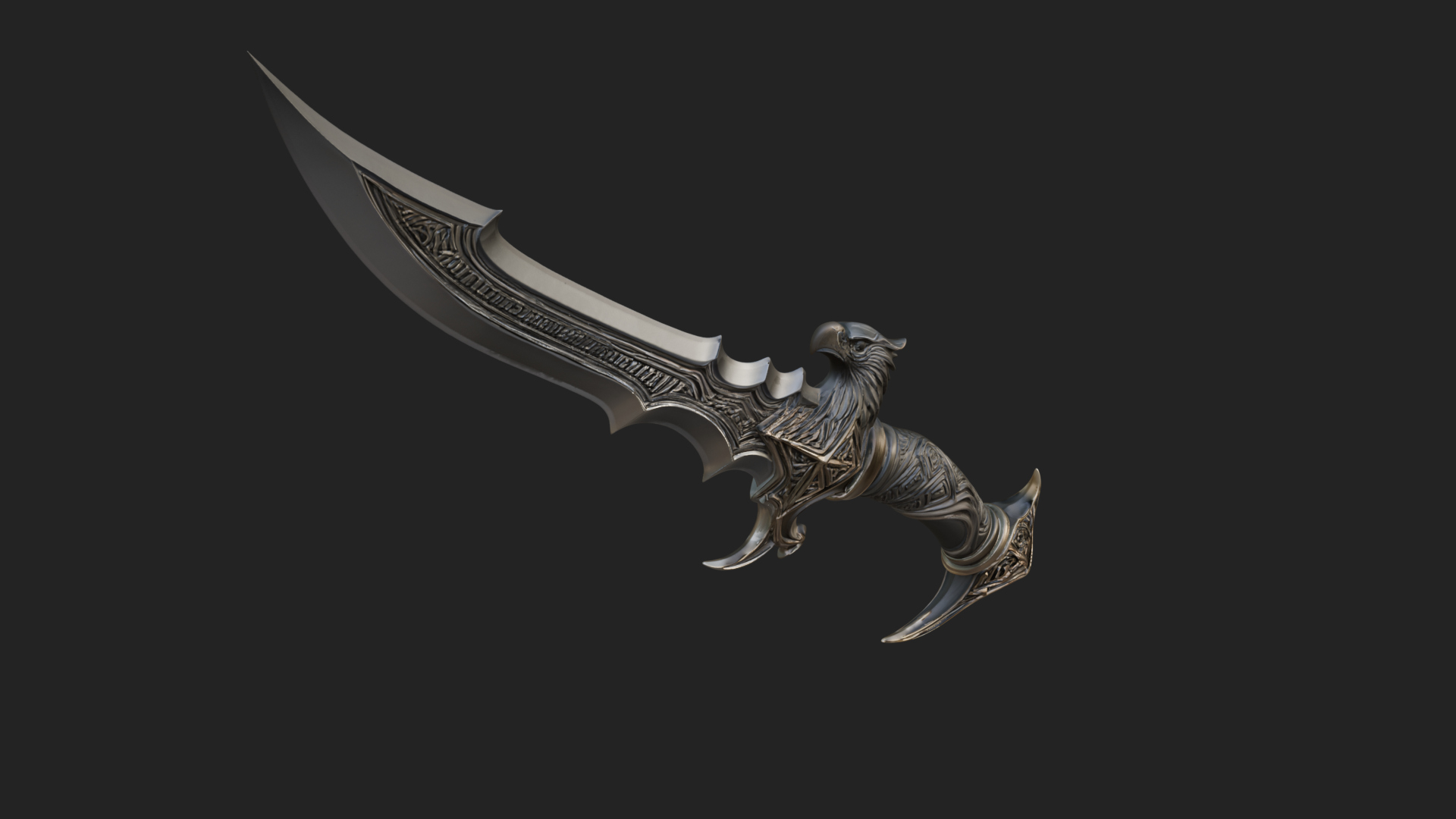 Curved Elven Sabre Model Design 17 3D Print Model 3D Model
