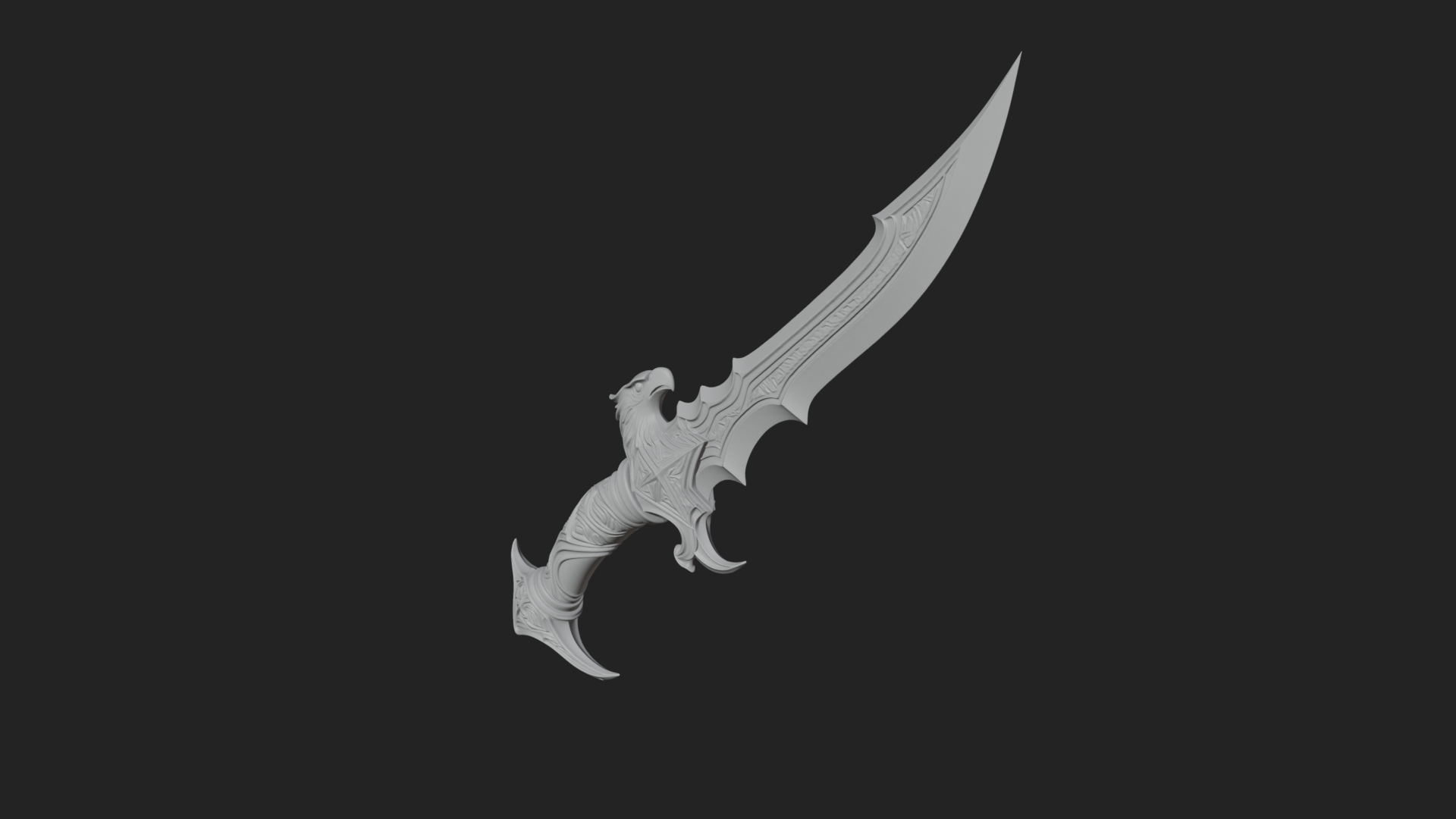 Curved Elven Sabre Model Design 17 3D Print Model 3D Model