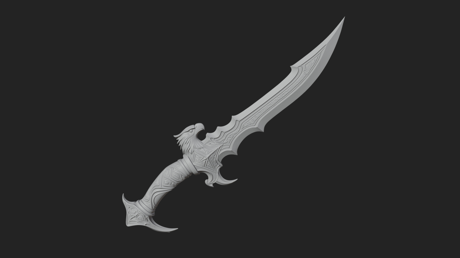 Curved Elven Sabre Model Design 17 3D Print Model 3D Model