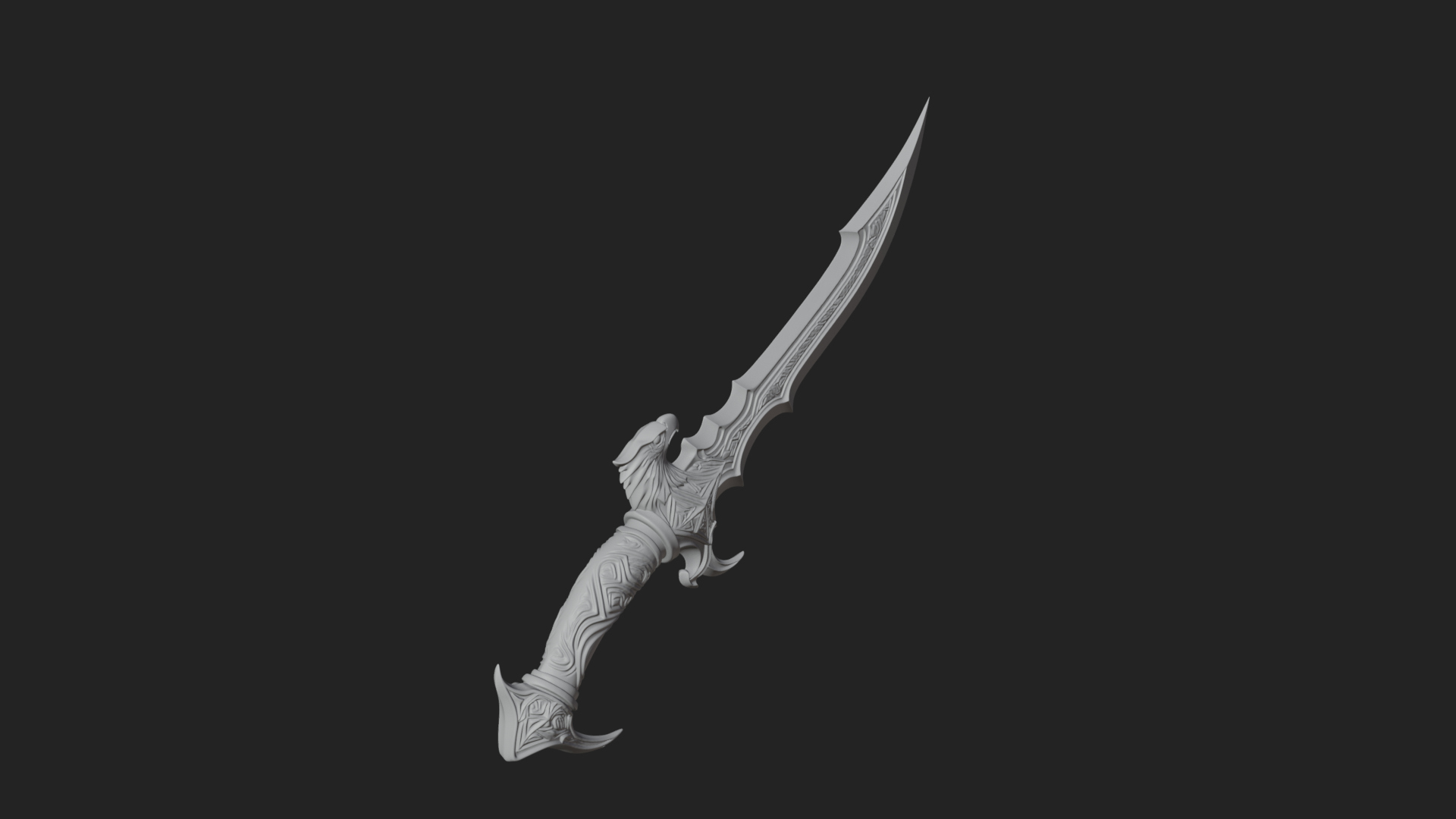Curved Elven Sabre Model Design 17 3D Print Model 3D Model