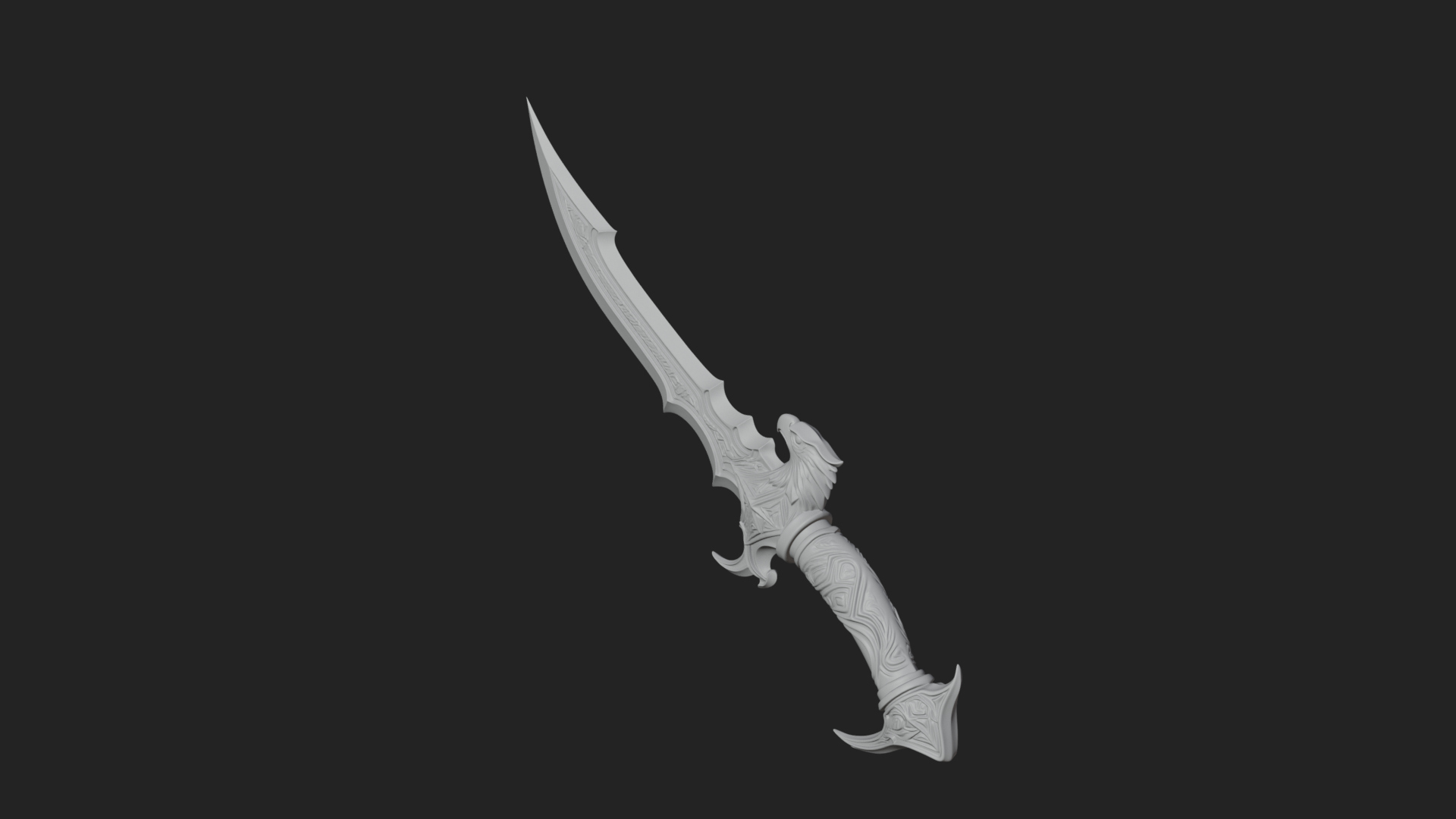 Curved Elven Sabre Model Design 17 3D Print Model 3D Model