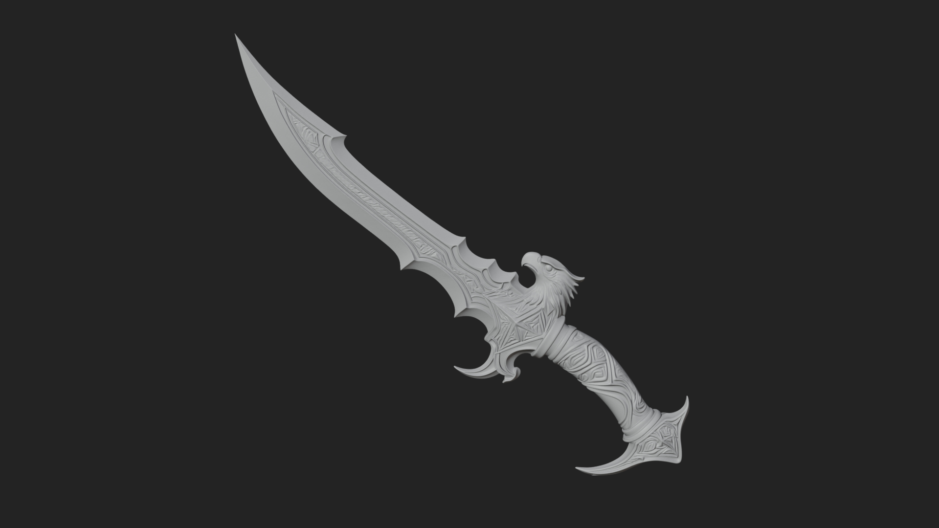 Curved Elven Sabre Model Design 17 3D Print Model 3D Model