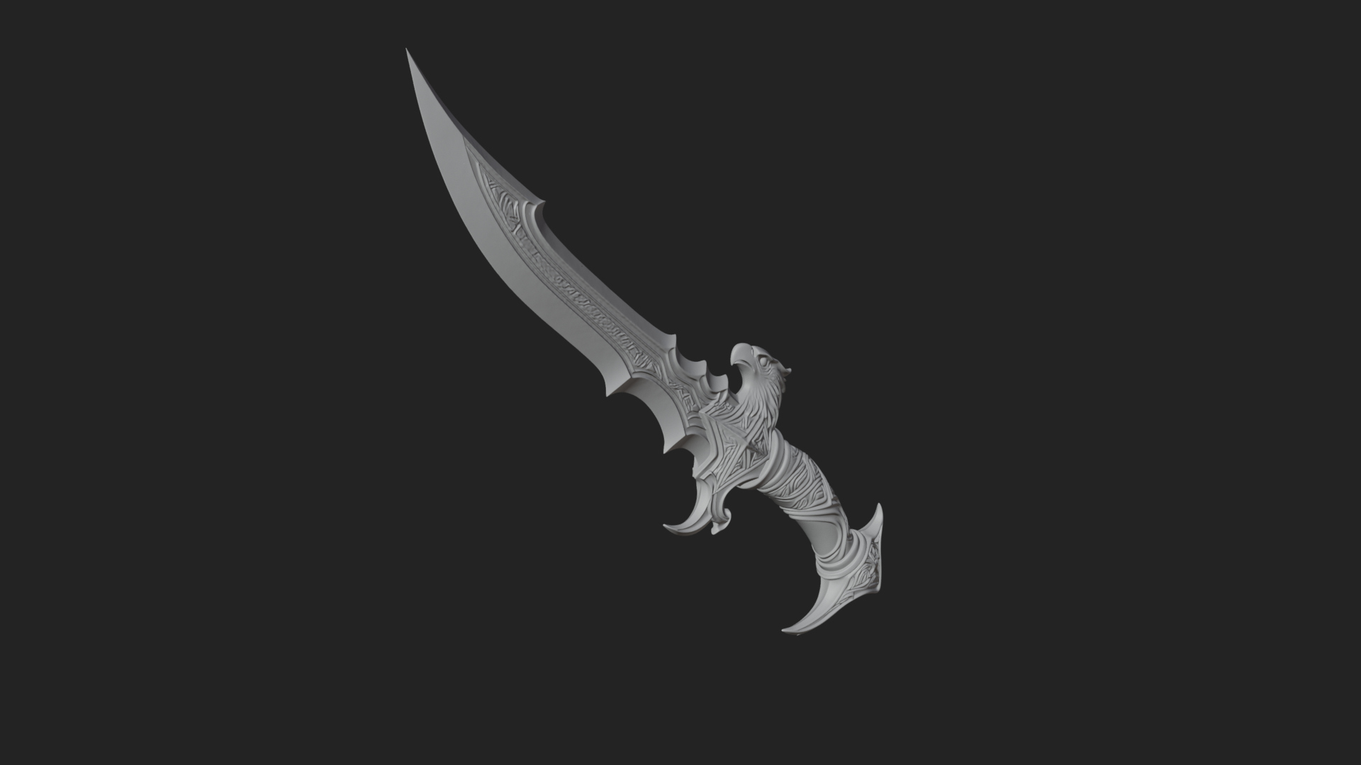 Curved Elven Sabre Model Design 17 3D Print Model 3D Model