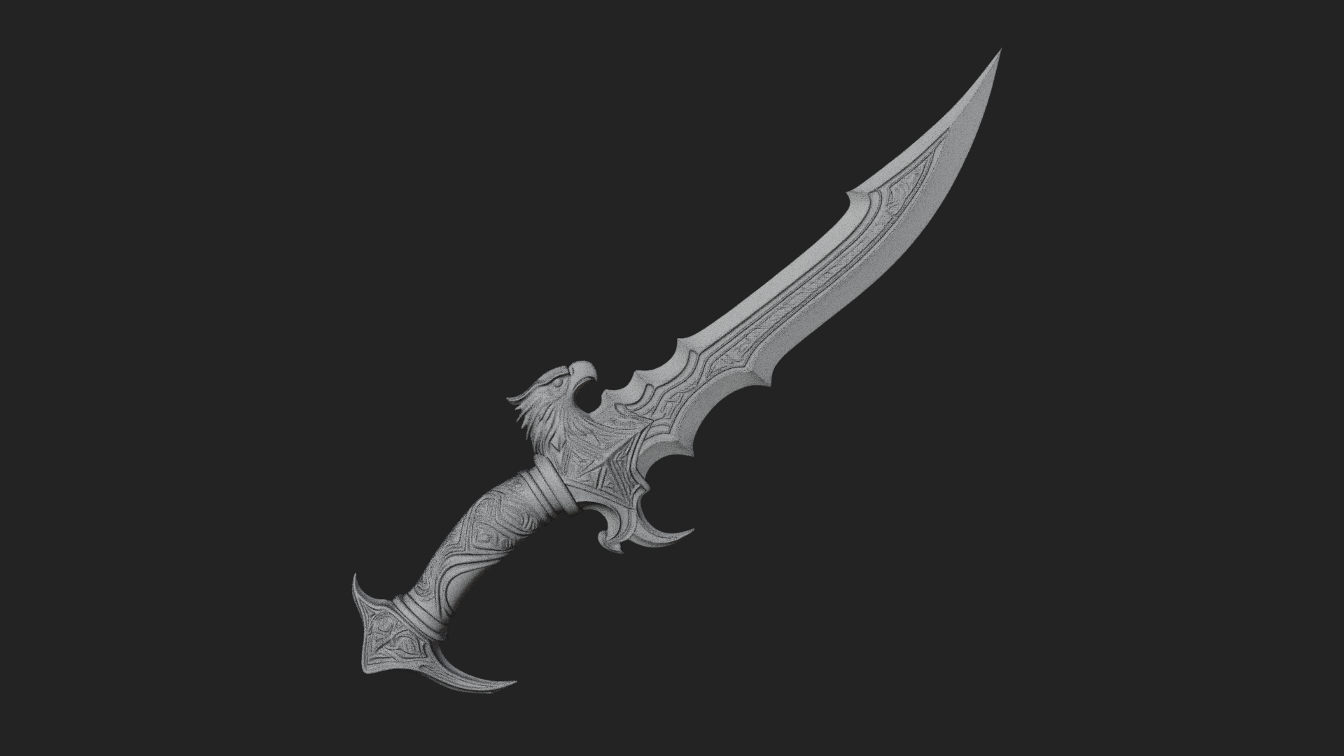 Curved Elven Sabre Model Design 17 3D Print Model 3D Model