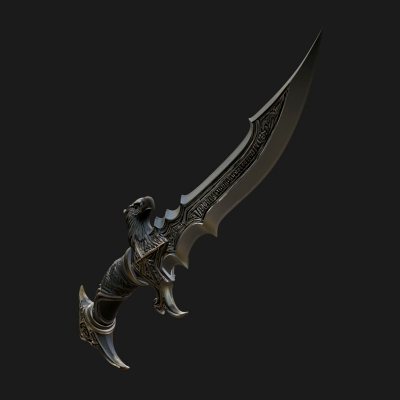 Curved Elven Sabre Model Design 17 3D Print Model