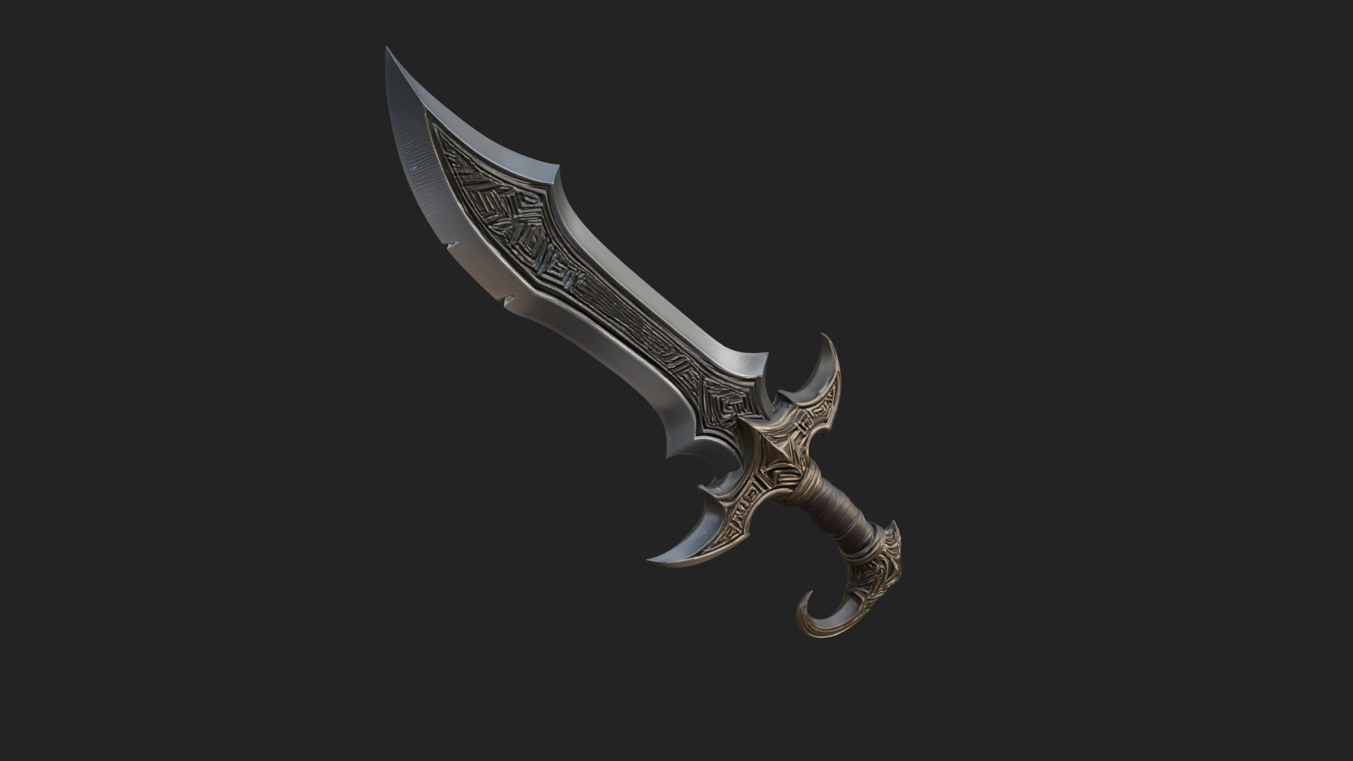 Curved Elven Sabre Model Design 10 3D Print Model 3D Model