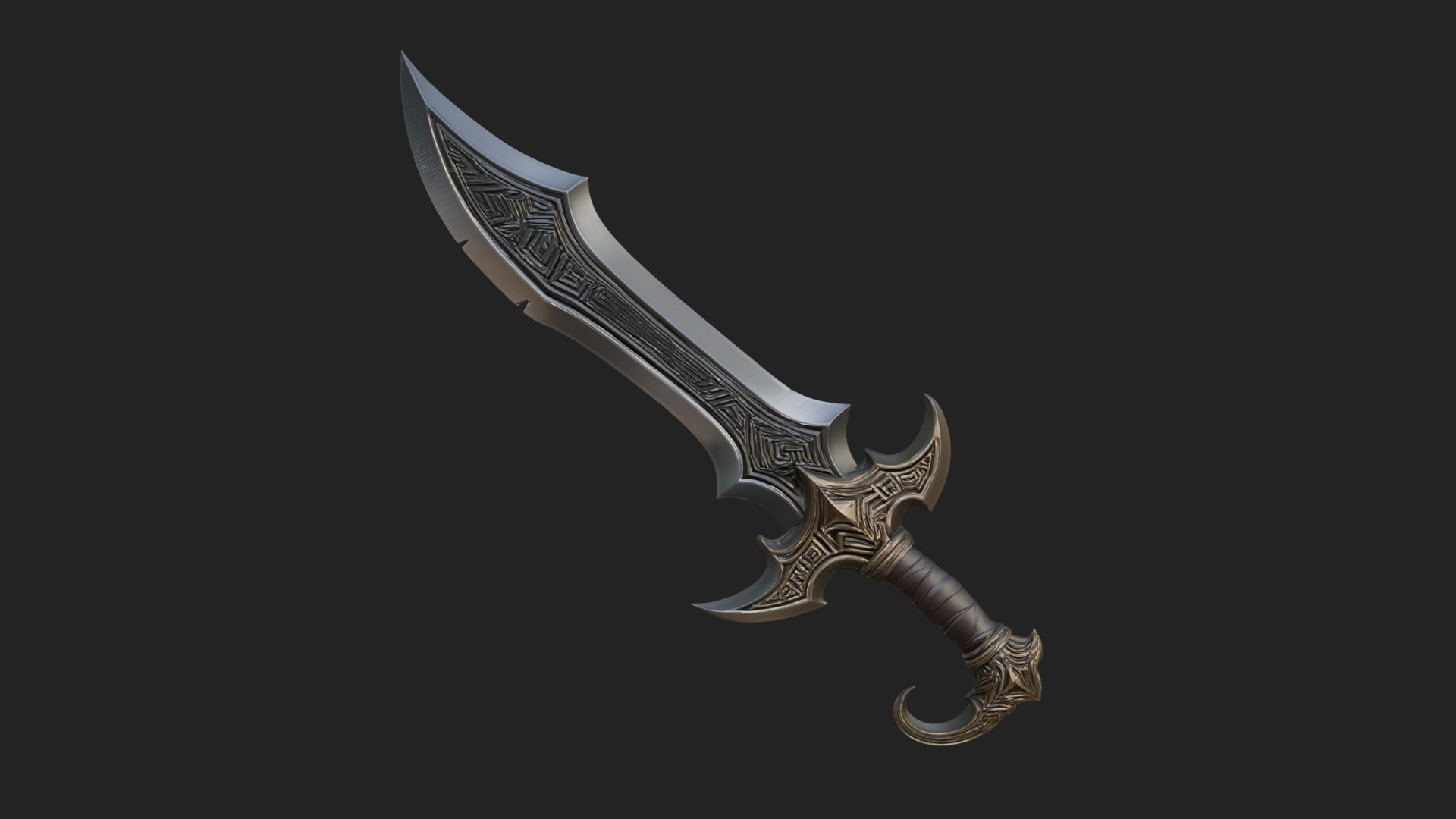 Curved Elven Sabre Model Design 10 3D Print Model 3D Model