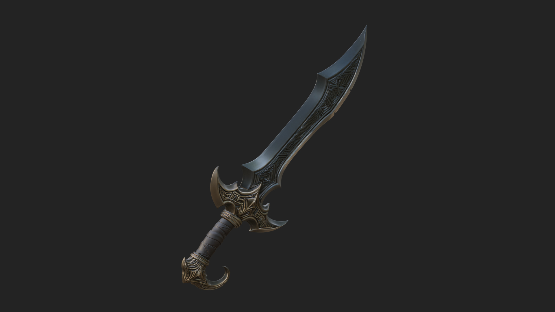 Curved Elven Sabre Model Design 10 3D Print Model 3D Model