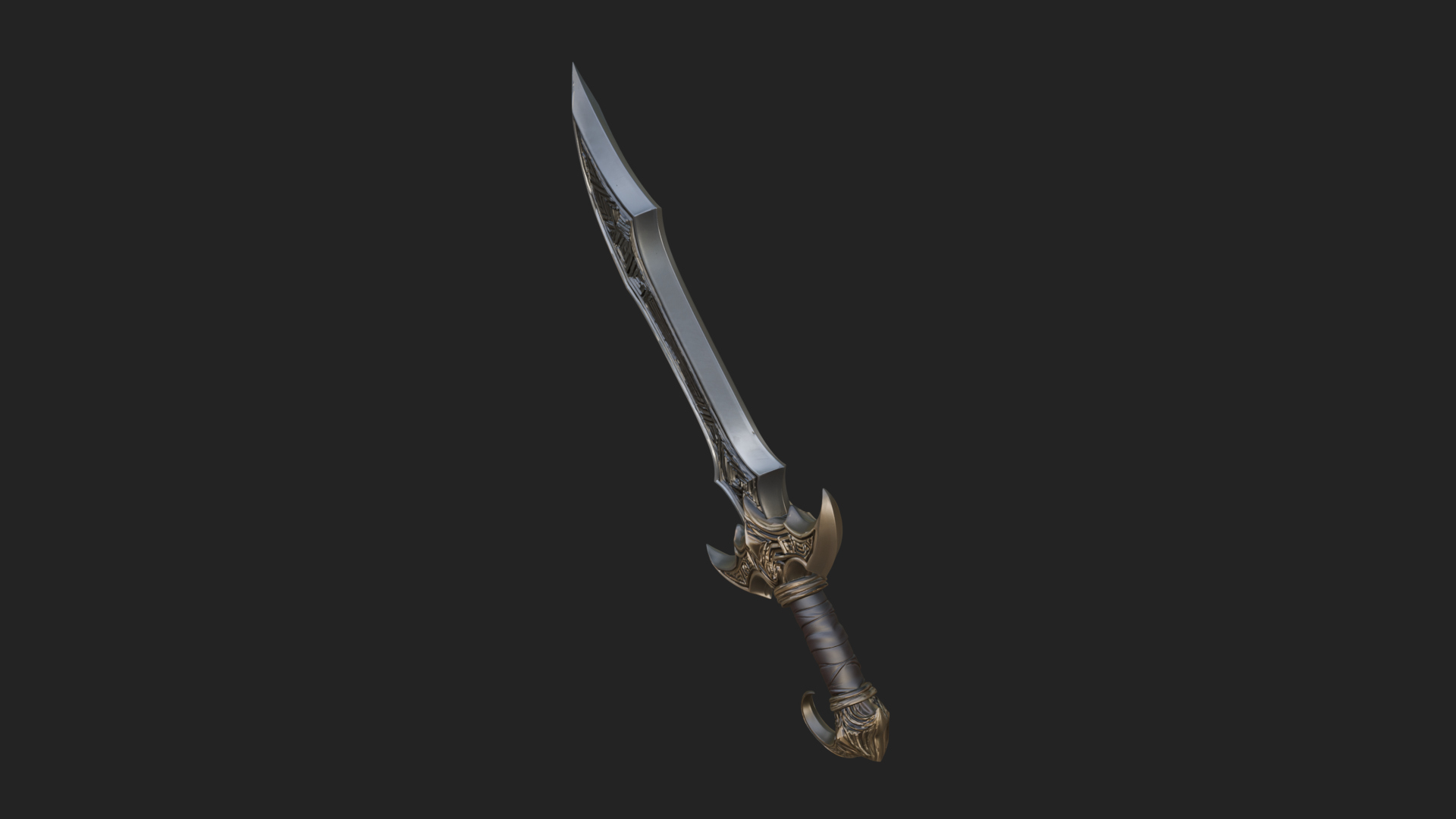 Curved Elven Sabre Model Design 10 3D Print Model 3D Model