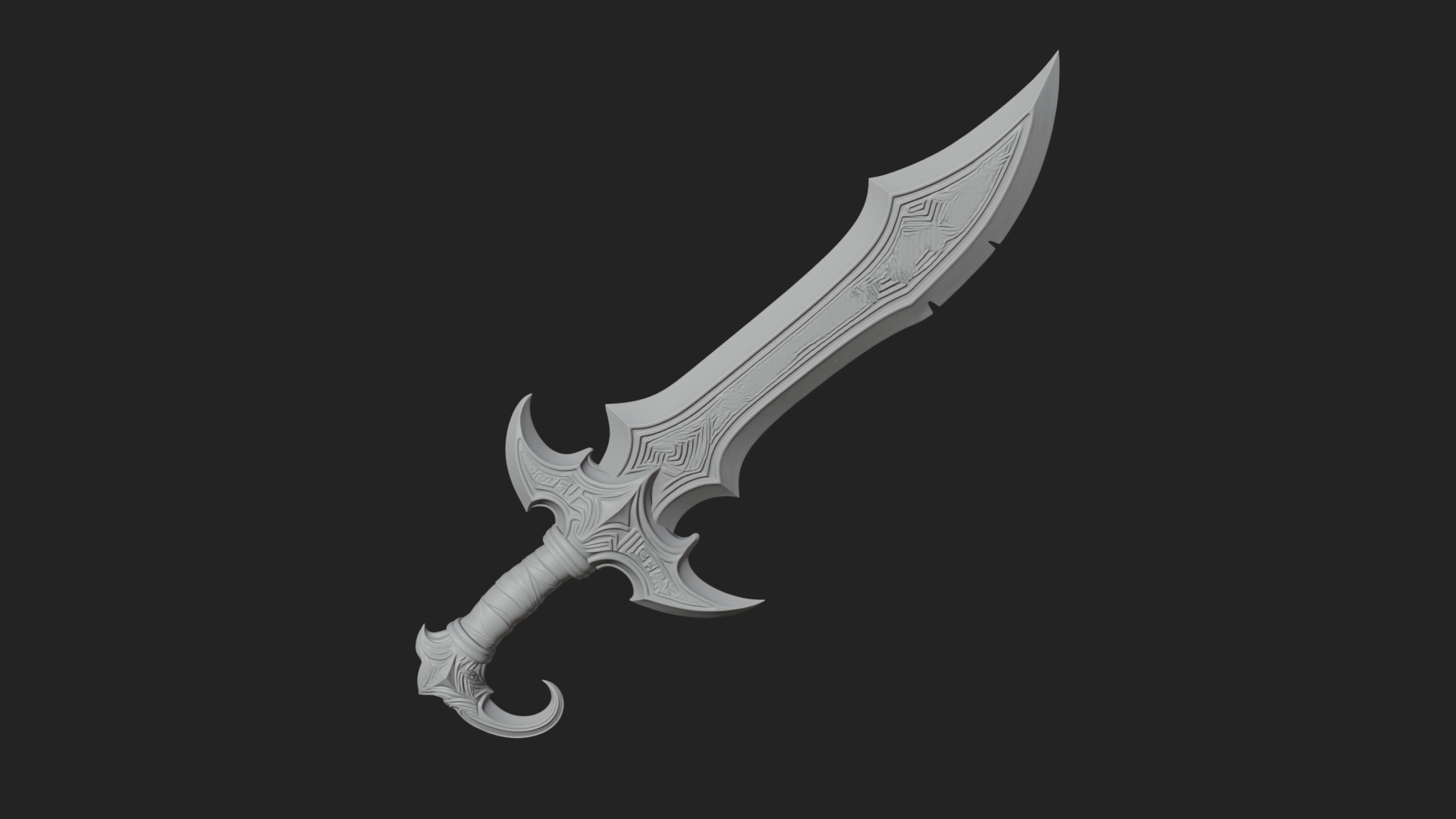 Curved Elven Sabre Model Design 10 3D Print Model 3D Model