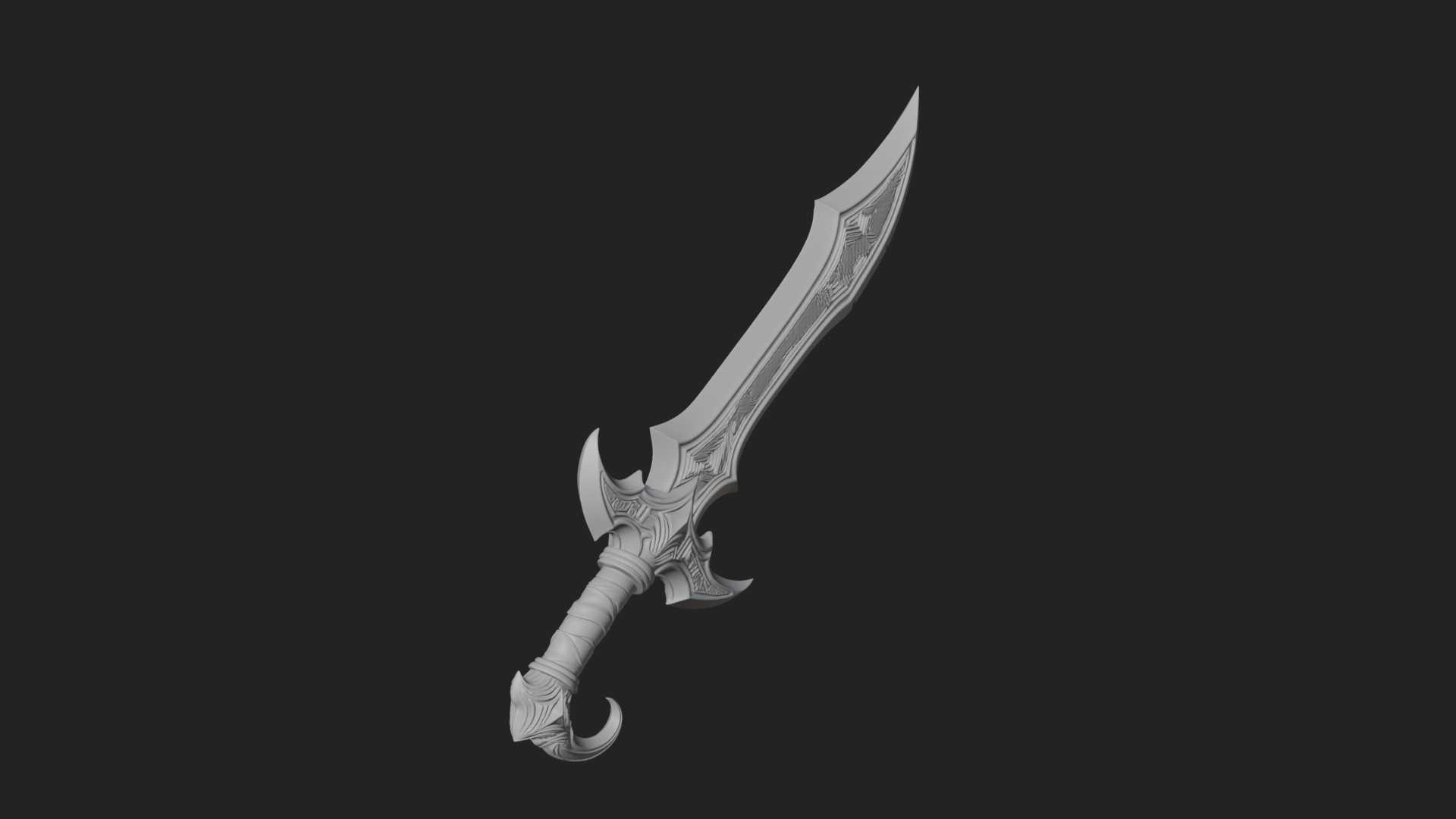 Curved Elven Sabre Model Design 10 3D Print Model 3D Model
