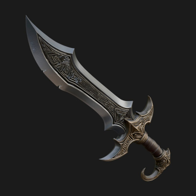 Curved Elven Sabre Model Design 10 3D Print Model