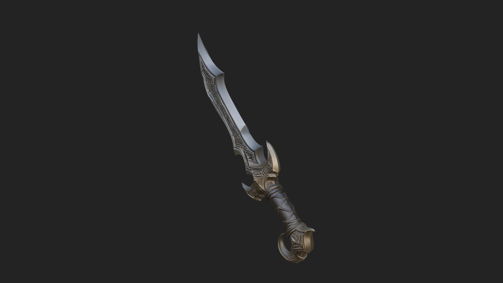 Curved Elven Sabre Model Design 11 3D Print Model 3D Model