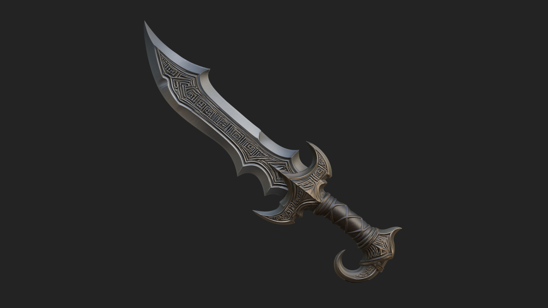 Curved Elven Sabre Model Design 11 3D Print Model 3D Model