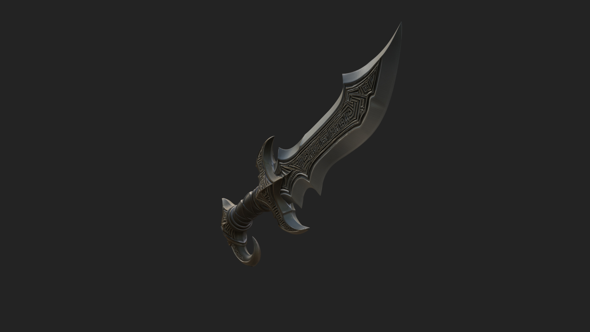 Curved Elven Sabre Model Design 11 3D Print Model 3D Model