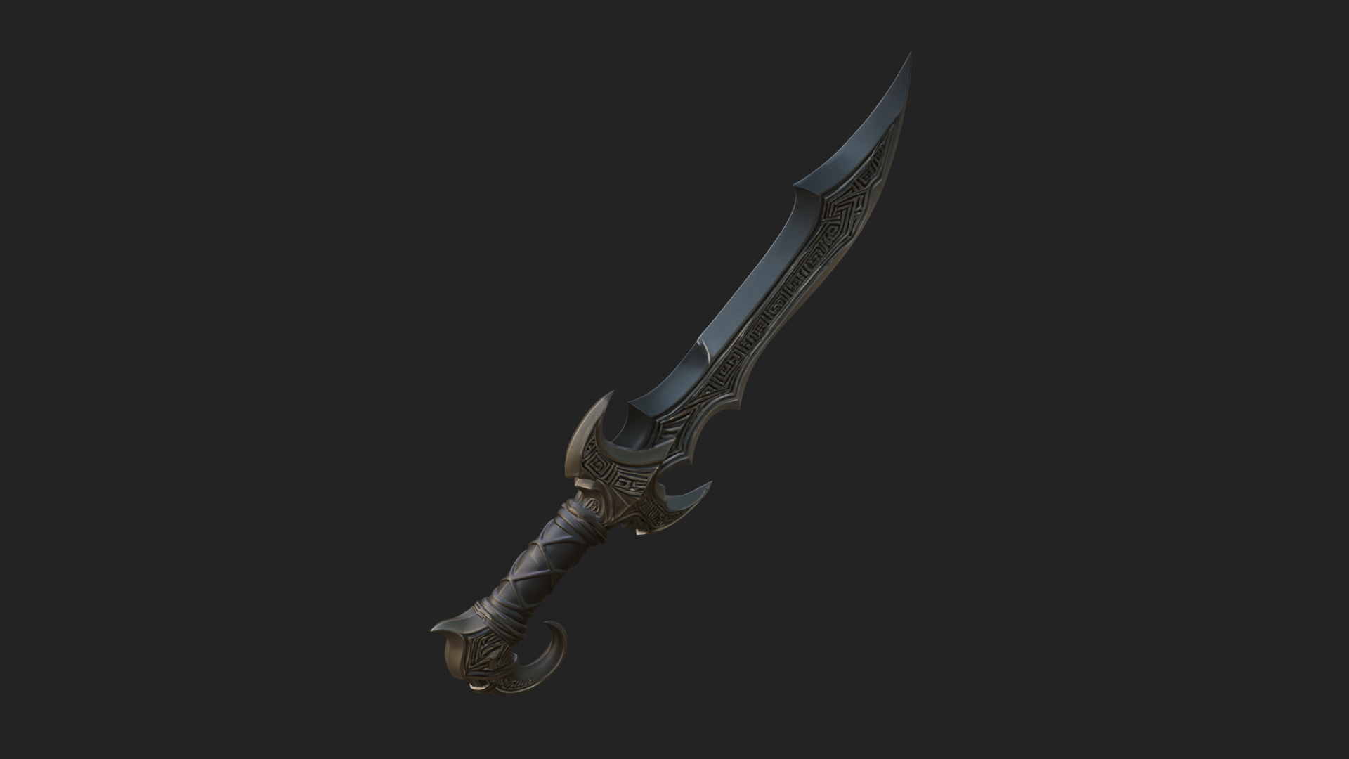 Curved Elven Sabre Model Design 11 3D Print Model 3D Model