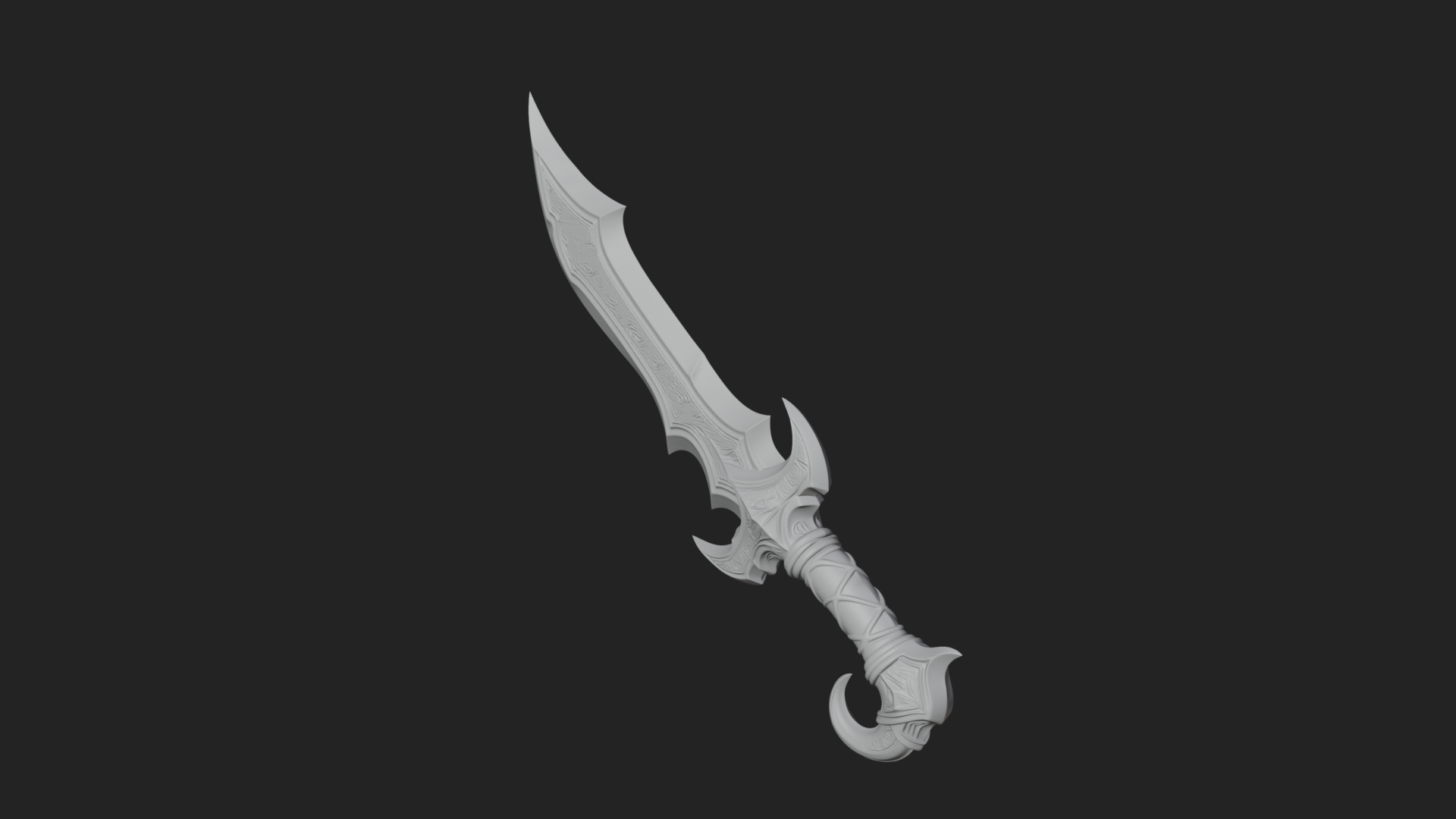 Curved Elven Sabre Model Design 11 3D Print Model 3D Model