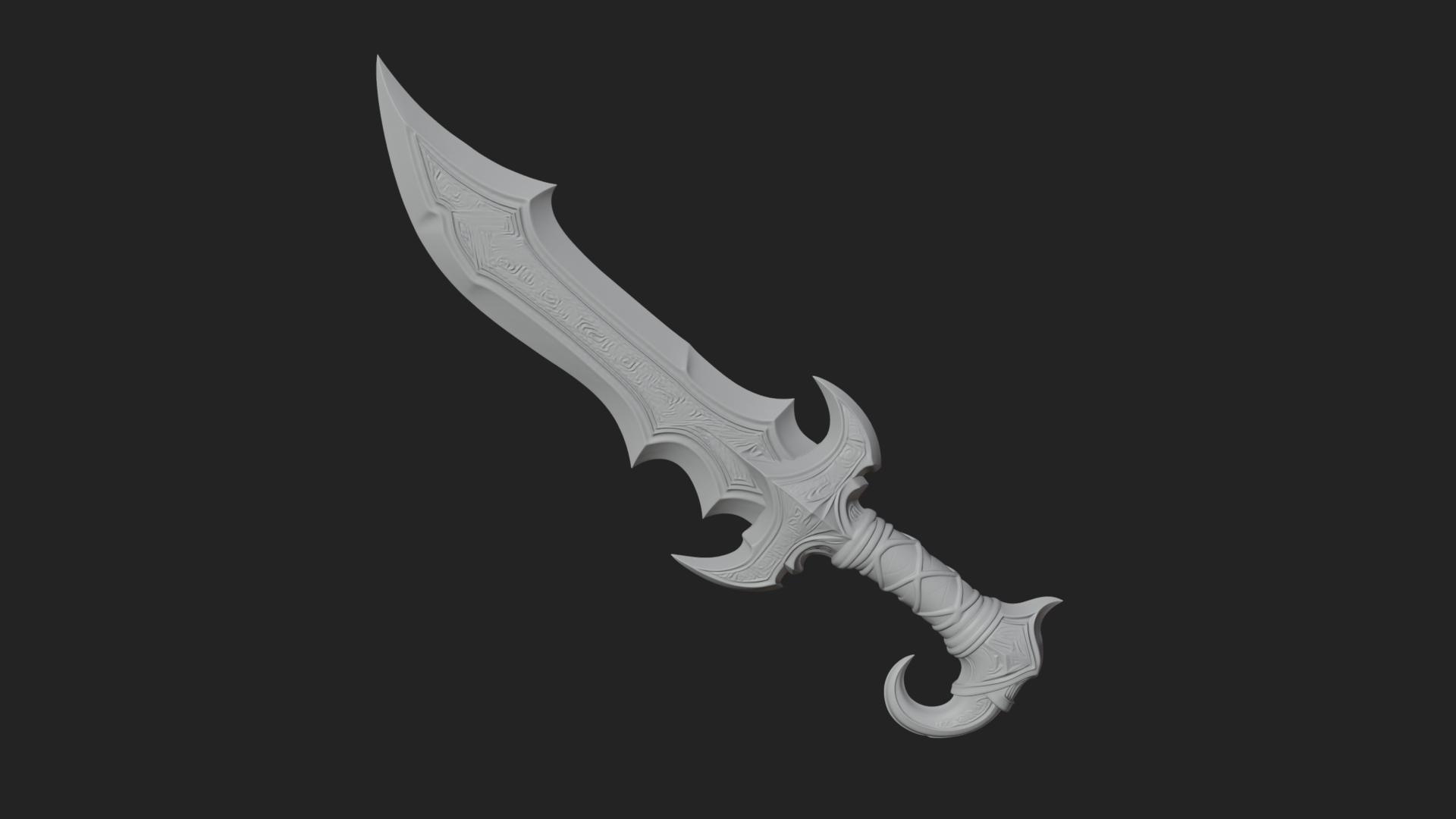 Curved Elven Sabre Model Design 11 3D Print Model 3D Model