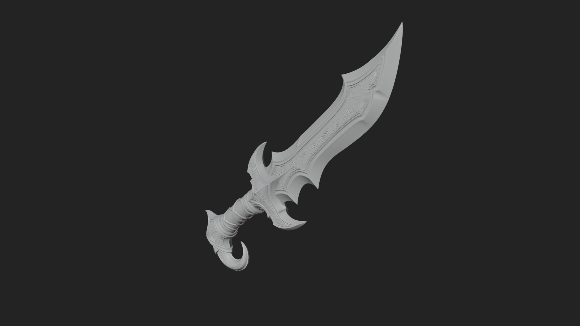 Curved Elven Sabre Model Design 11 3D Print Model 3D Model