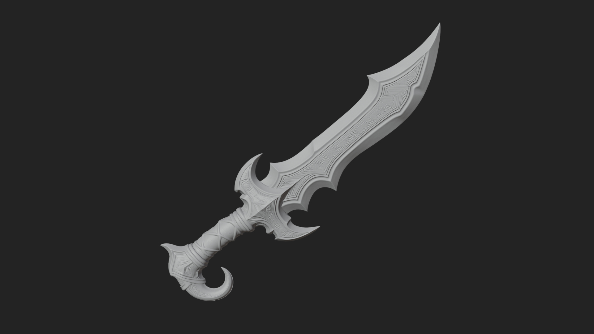 Curved Elven Sabre Model Design 11 3D Print Model 3D Model
