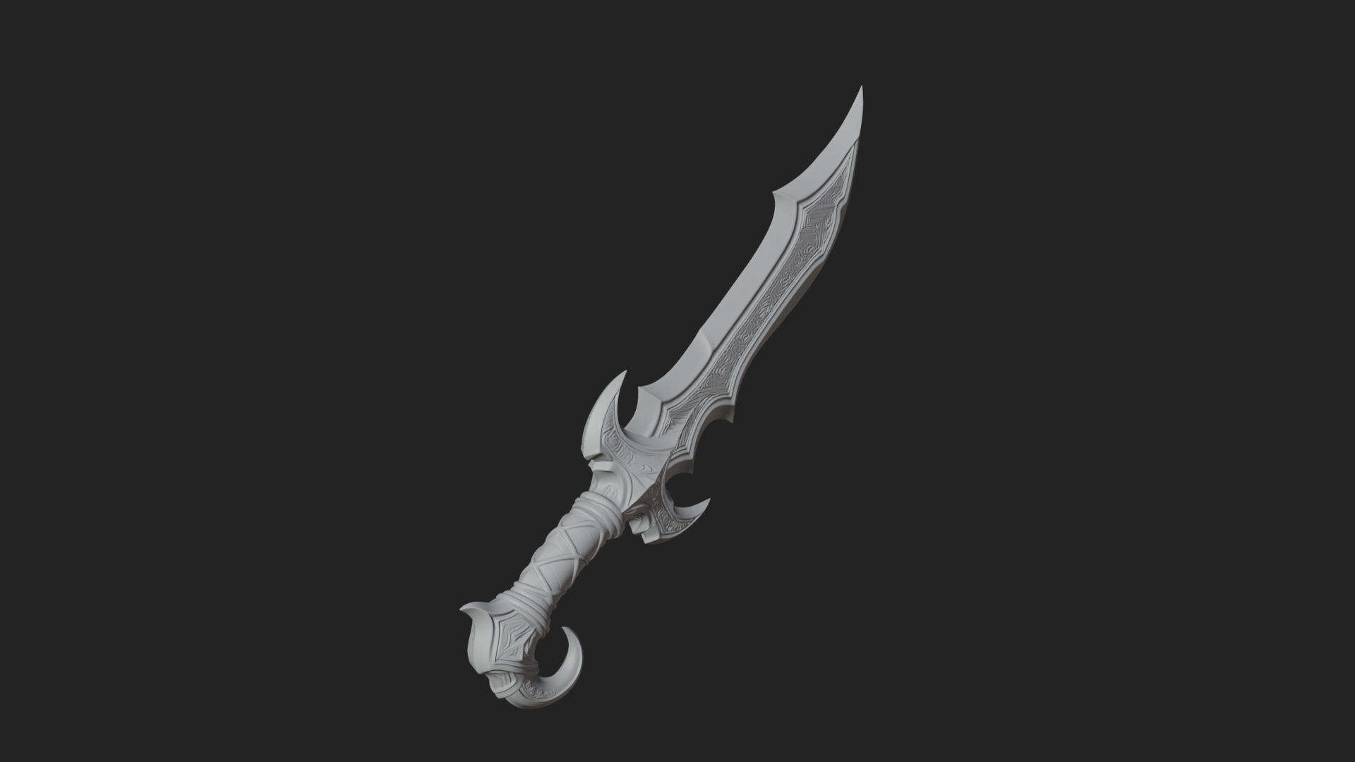 Curved Elven Sabre Model Design 11 3D Print Model 3D Model