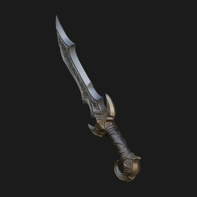 Curved Elven Sabre Model Design 11 3D Print Model