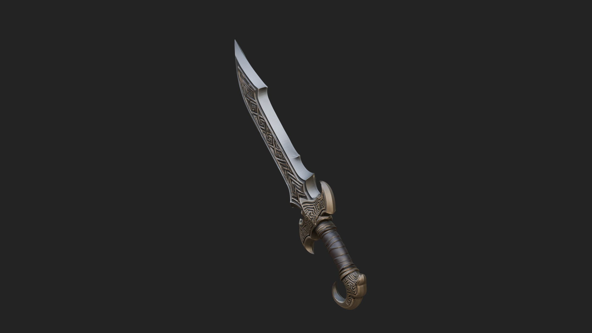 Curved Elven Sabre Model Design 13 3D Print Model 3D Model