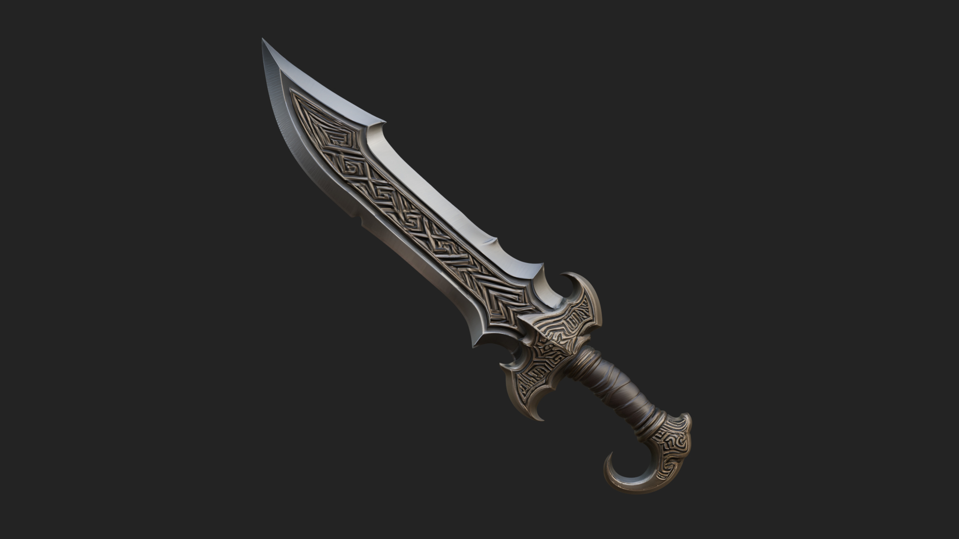 Curved Elven Sabre Model Design 13 3D Print Model 3D Model