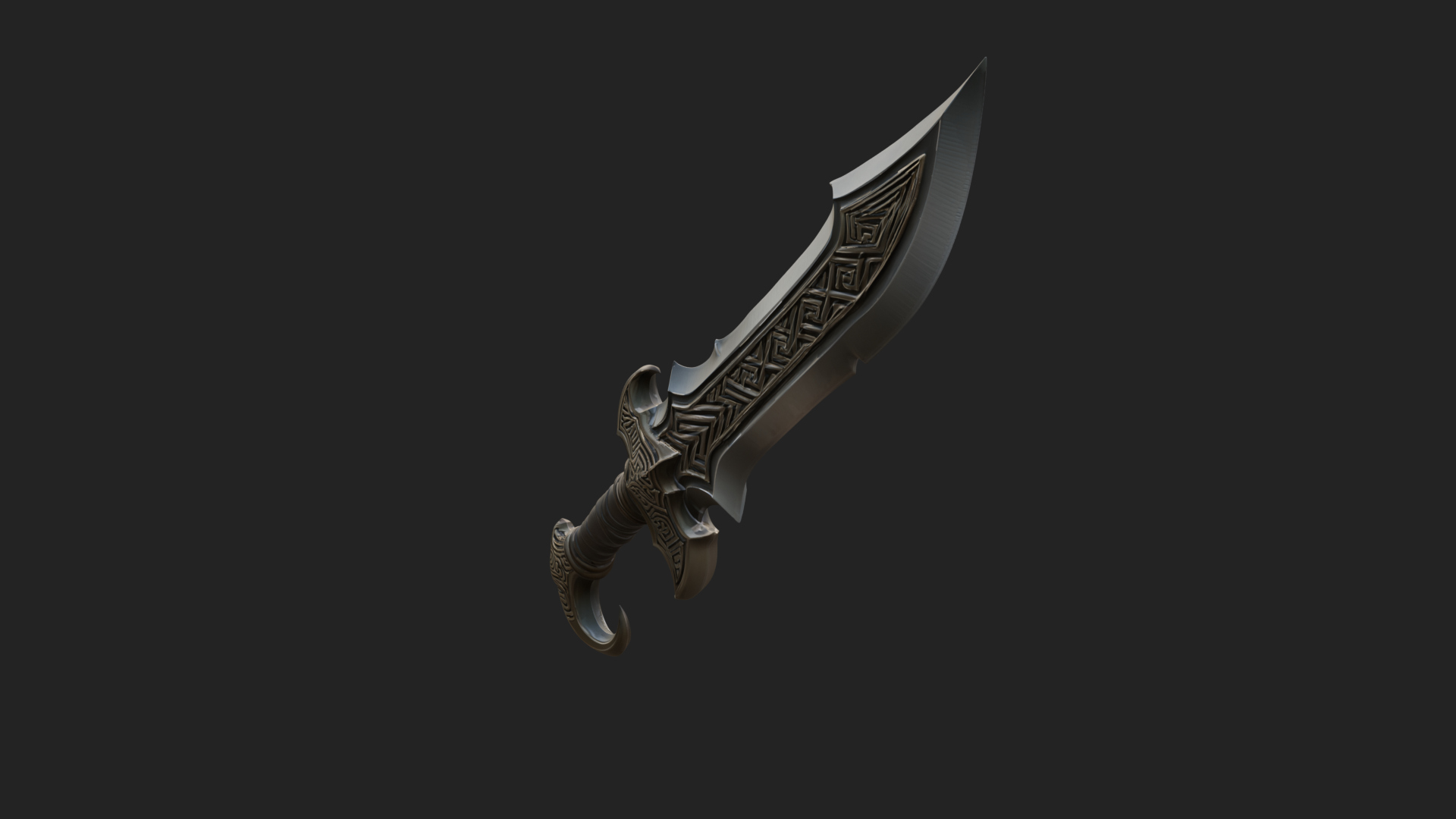 Curved Elven Sabre Model Design 13 3D Print Model 3D Model