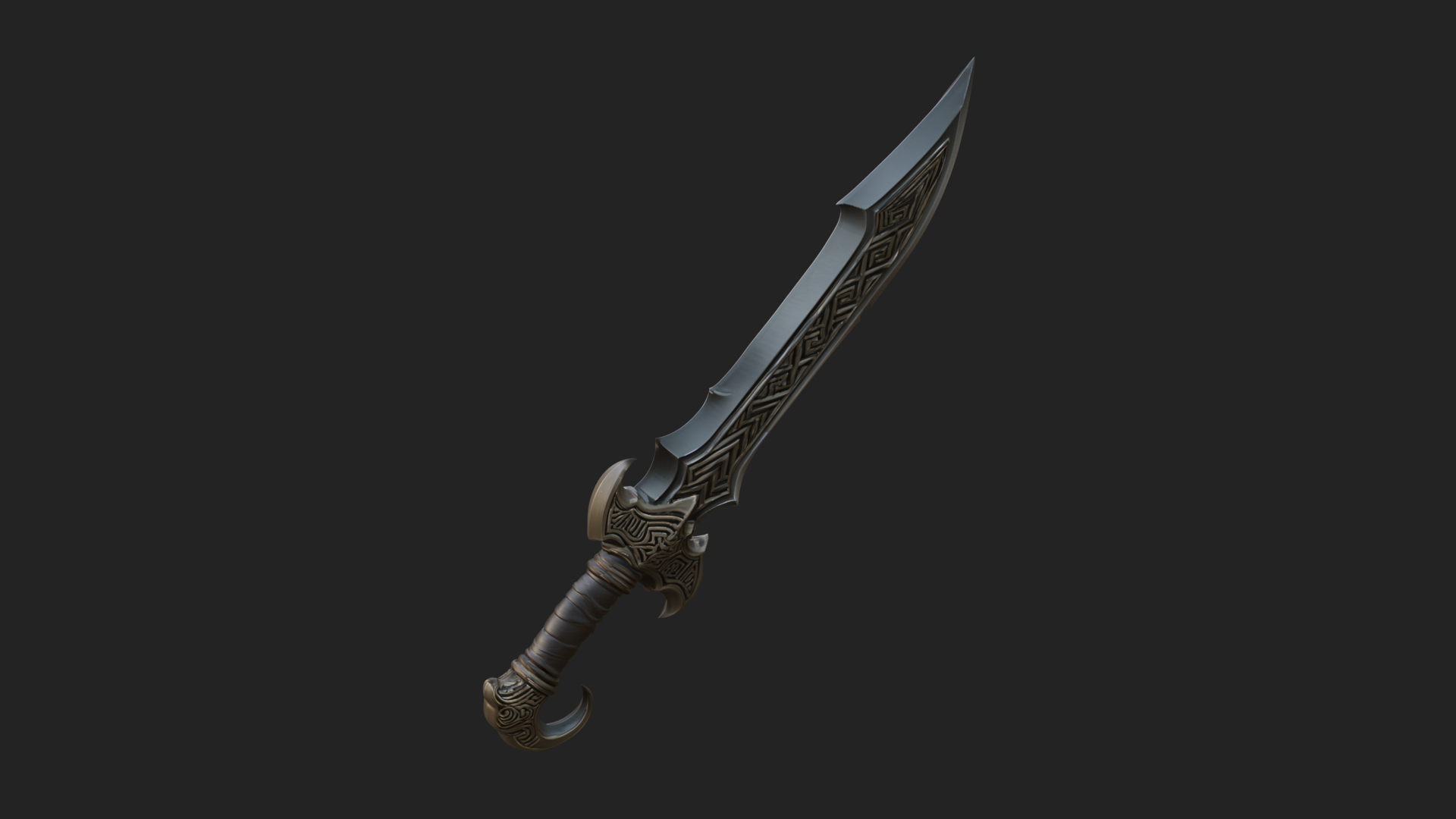 Curved Elven Sabre Model Design 13 3D Print Model 3D Model