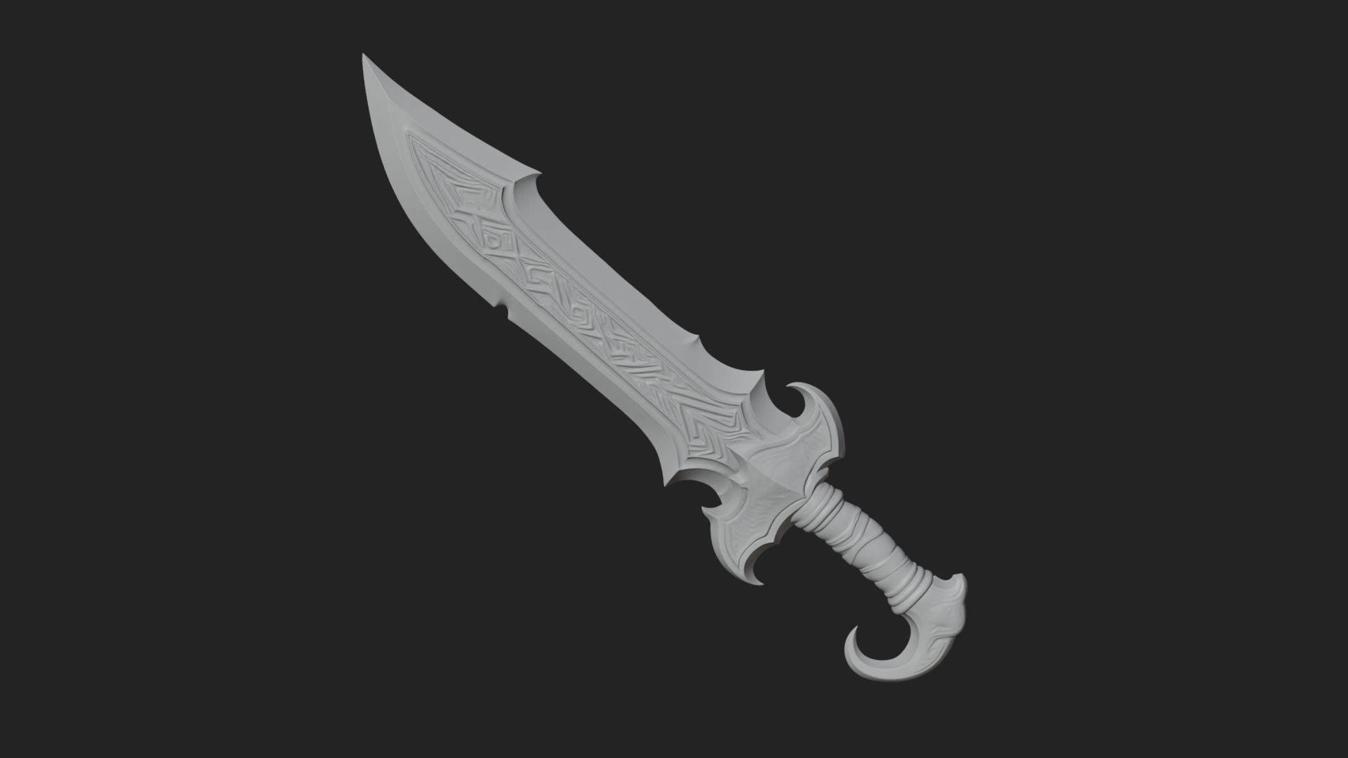 Curved Elven Sabre Model Design 13 3D Print Model 3D Model