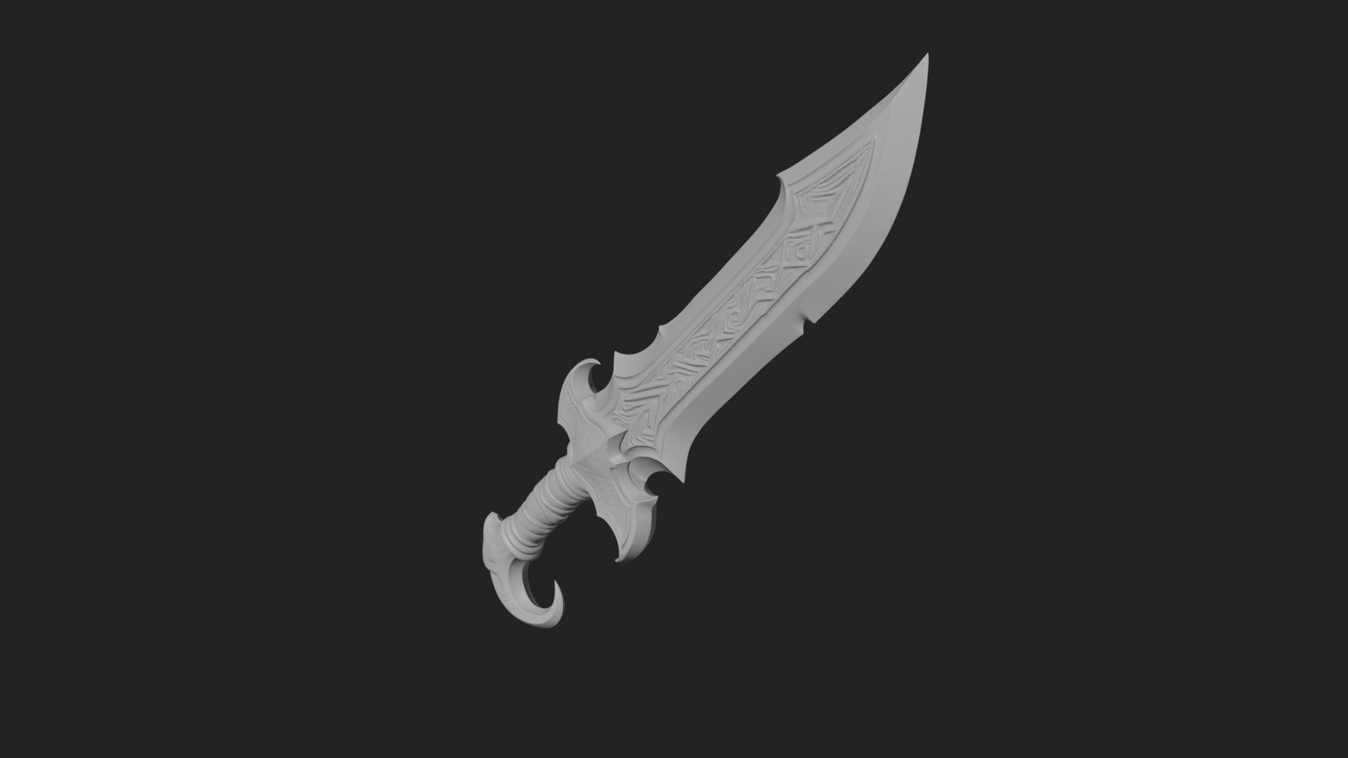 Curved Elven Sabre Model Design 13 3D Print Model 3D Model