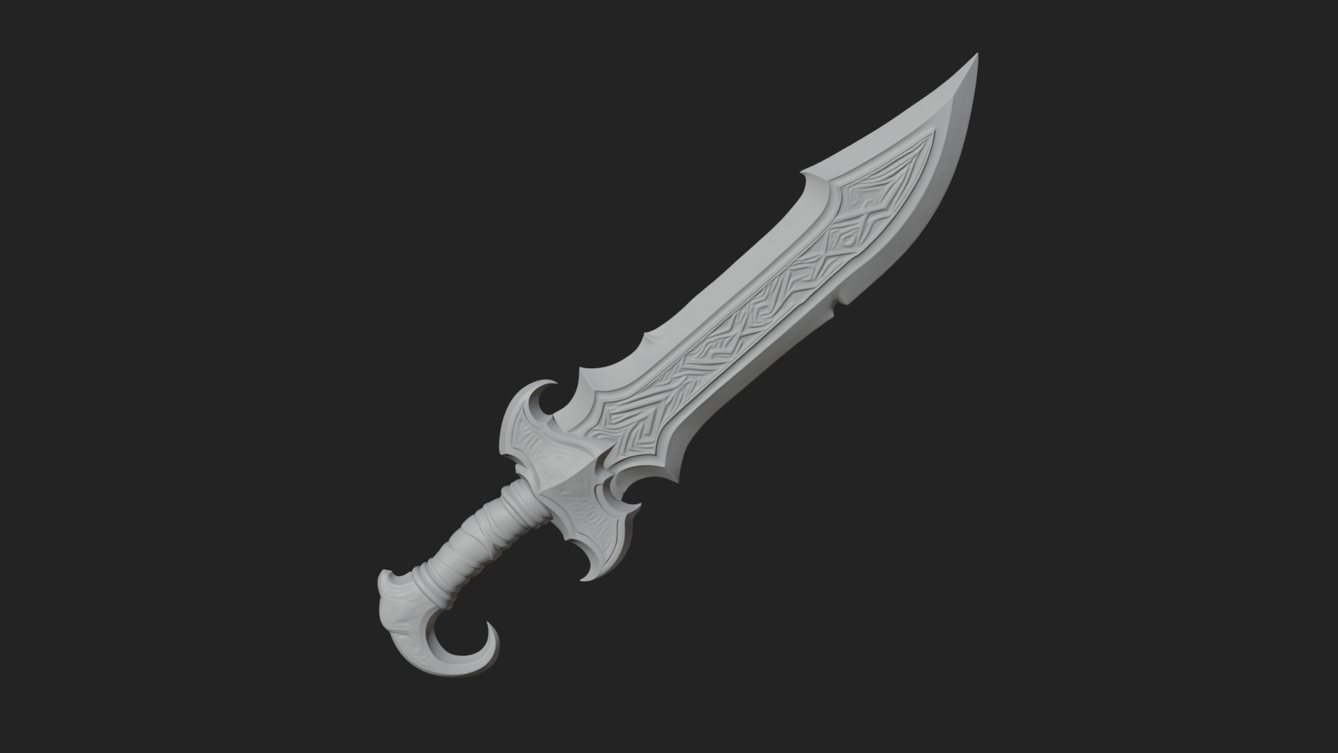 Curved Elven Sabre Model Design 13 3D Print Model 3D Model